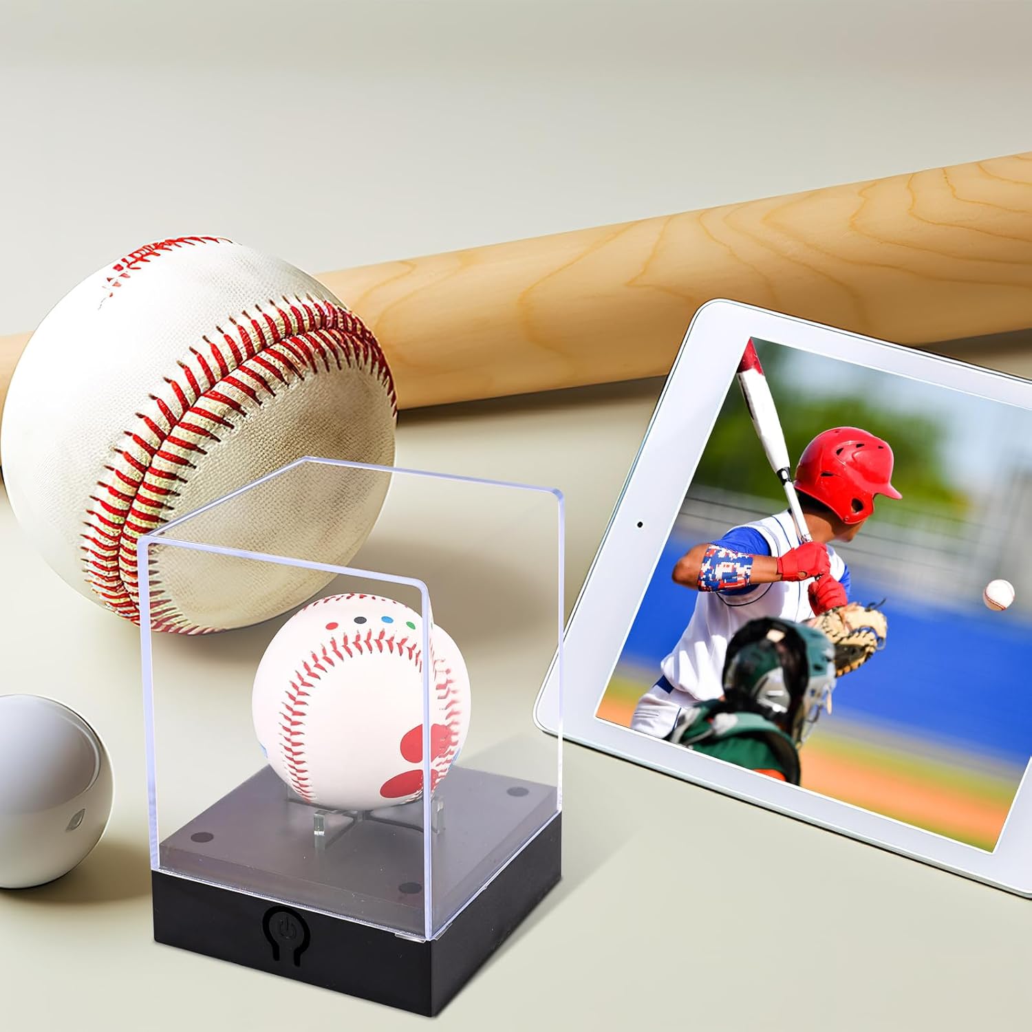 ODM Softball Case with Led Light, 5.9x4.3x4.3in Premium Ball Acrylic Display Cube Light Up Baseball Clear Box Practical Uv Protected Holder Stand Accessories for Golf Billiards Memorabilia(Black) Custom Logo Service