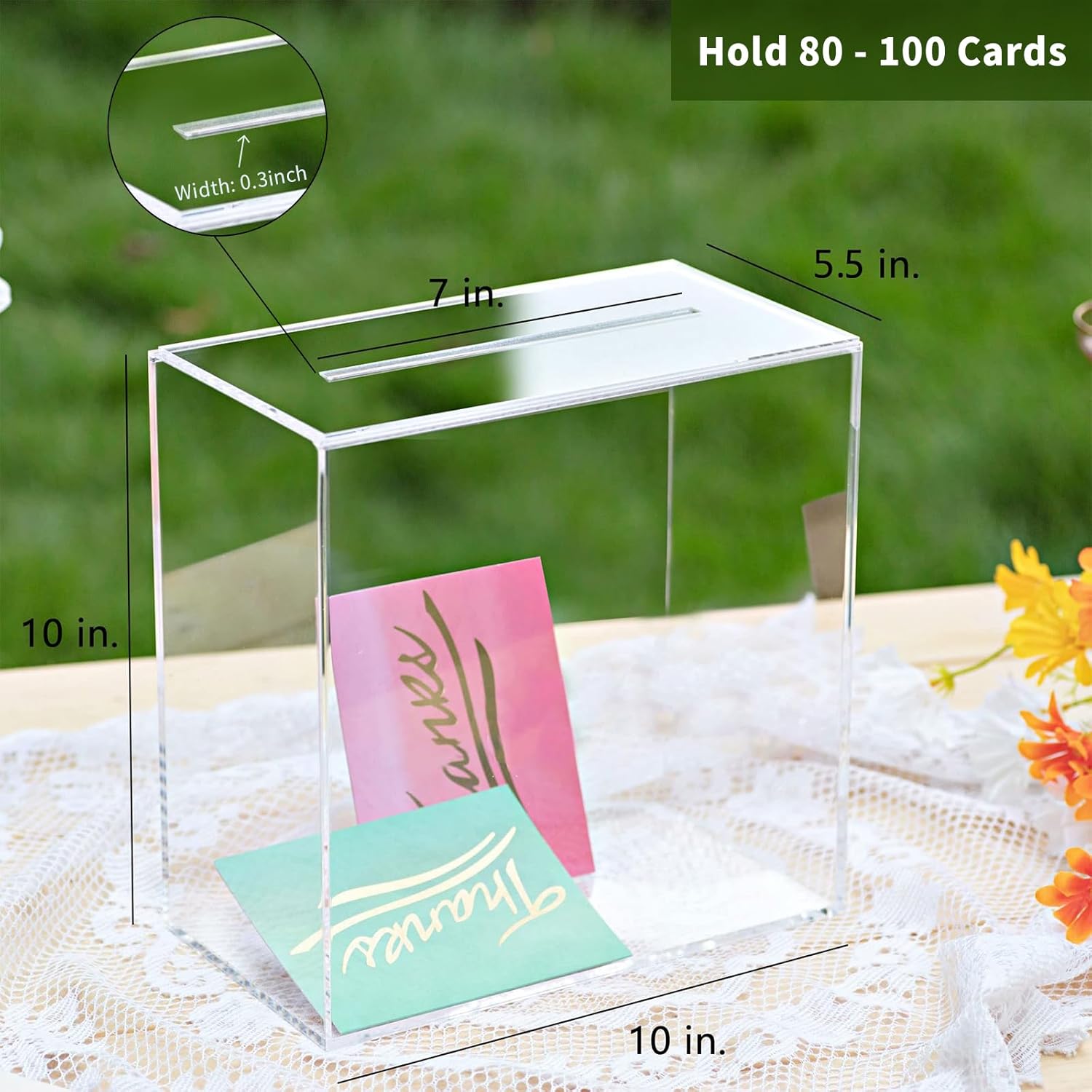 Private Label UNIQOOO Clear Acrylic Card Box w/Slot, Thick DIY Wedding Box Blank No Print, Large 10x10x5.5 in, for Reception Decoration Fundraiser Money Box Election Ballot Graduation Keepsake Party Favor Wholesale Manufacturer