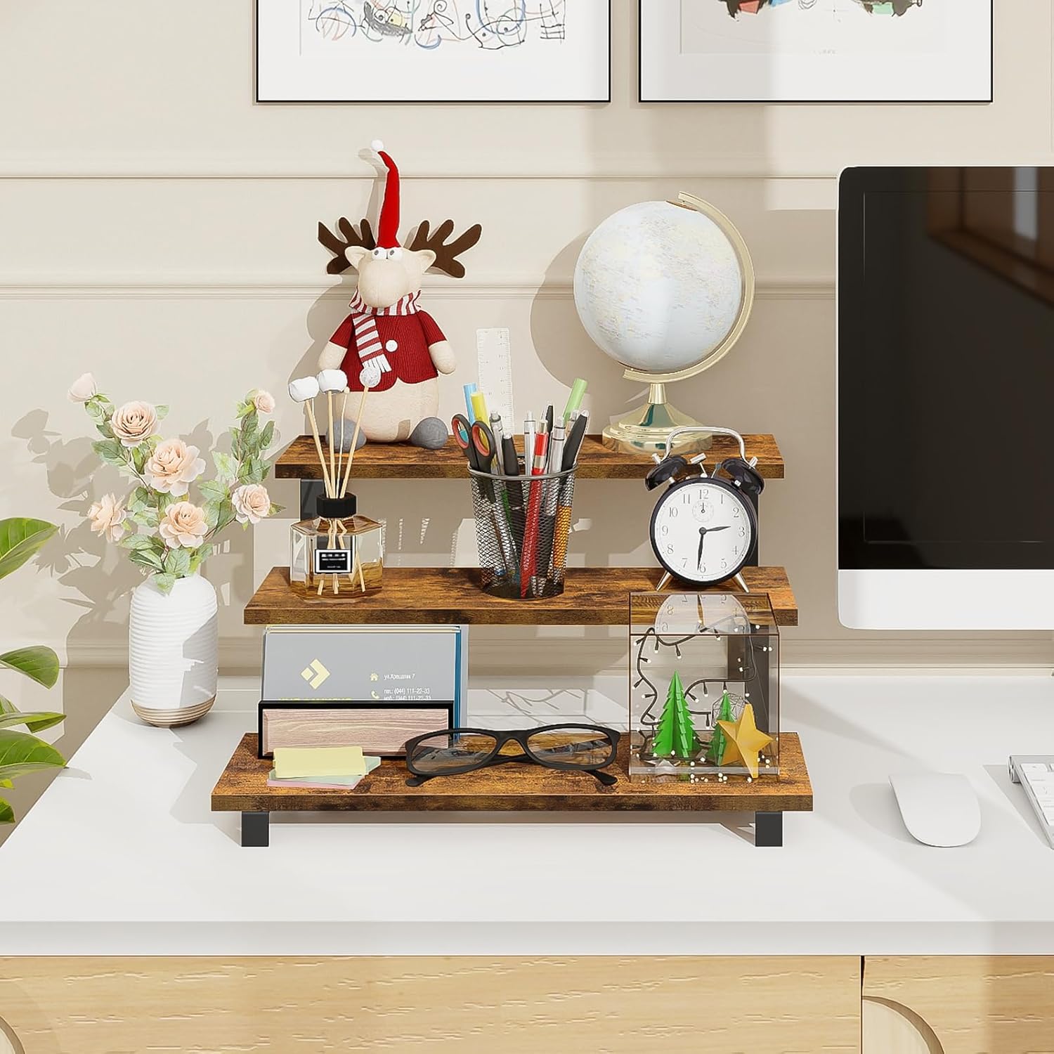 Wholesale OEM ODM ELITEROO 3 Tier Wooden Display Rack, Portable Products Display Stand, 3 Step Straight Display Shelves for Retail Table Top, Counter Top, Craft Shows, Farmers Market, Tradeshows, Vendors Factory & Supplier