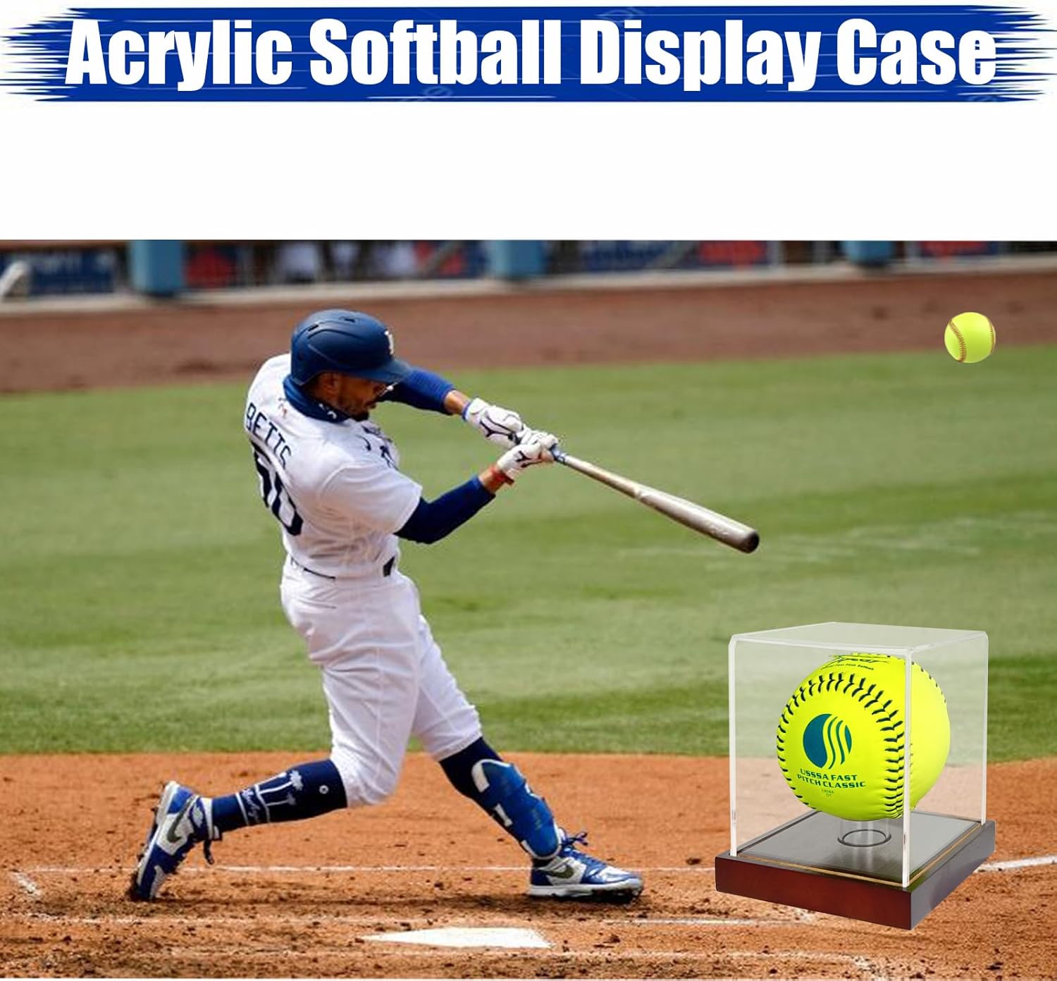 ODM Softball Display Case,Clear Acrylic Ball Display Holder for 12 inch Softball,UV Protected Cube with Wood Base Stand for Tennis Ball Baseball Golf Ball,Championship Sport Collection Box Showcase Custom Logo Service