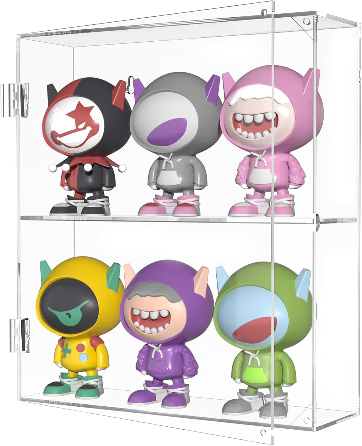 Acrylic Display Case - 2 Layer Clear Display Case for Funko Pop Action Figures - Wall Mounted or Desktop Dustproof Display Cabinet Shelf for Labubus Collectibles Mini Toys