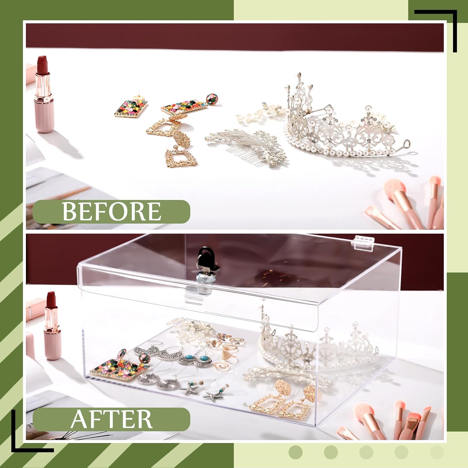 Private Label Acrylic Locking Display Case with Keys 12.2" x 5.75" x 4.6" Large Clear Lock Box Display Case Snack Lock Storage Box for Fridge Figures Jewelry Toys Home Storage Custom Mold Development