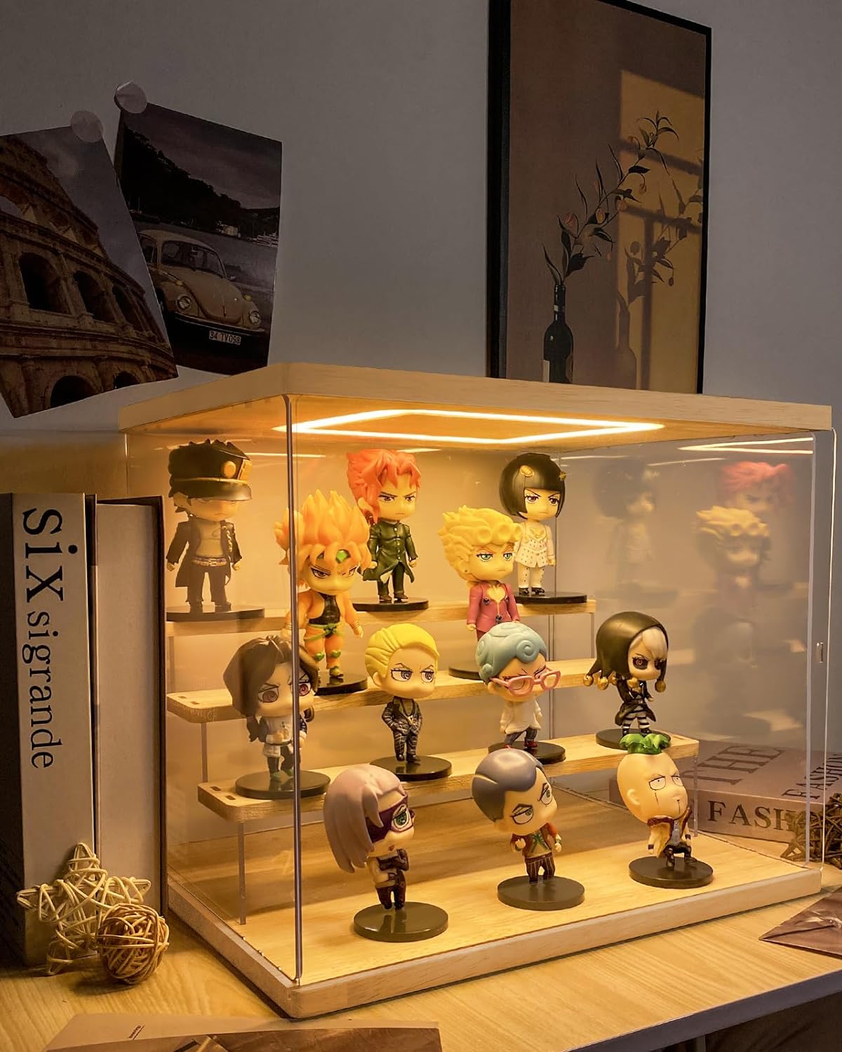 Private Label Clear Acrylic Display Case with Light , 4 Tier Display Box Stand Assembly Dustproof Protection Showcase for Collectibles Action Figures (12.6×9.6×10.6in; 32×24.5×27cm) Ecommerce Ready Product