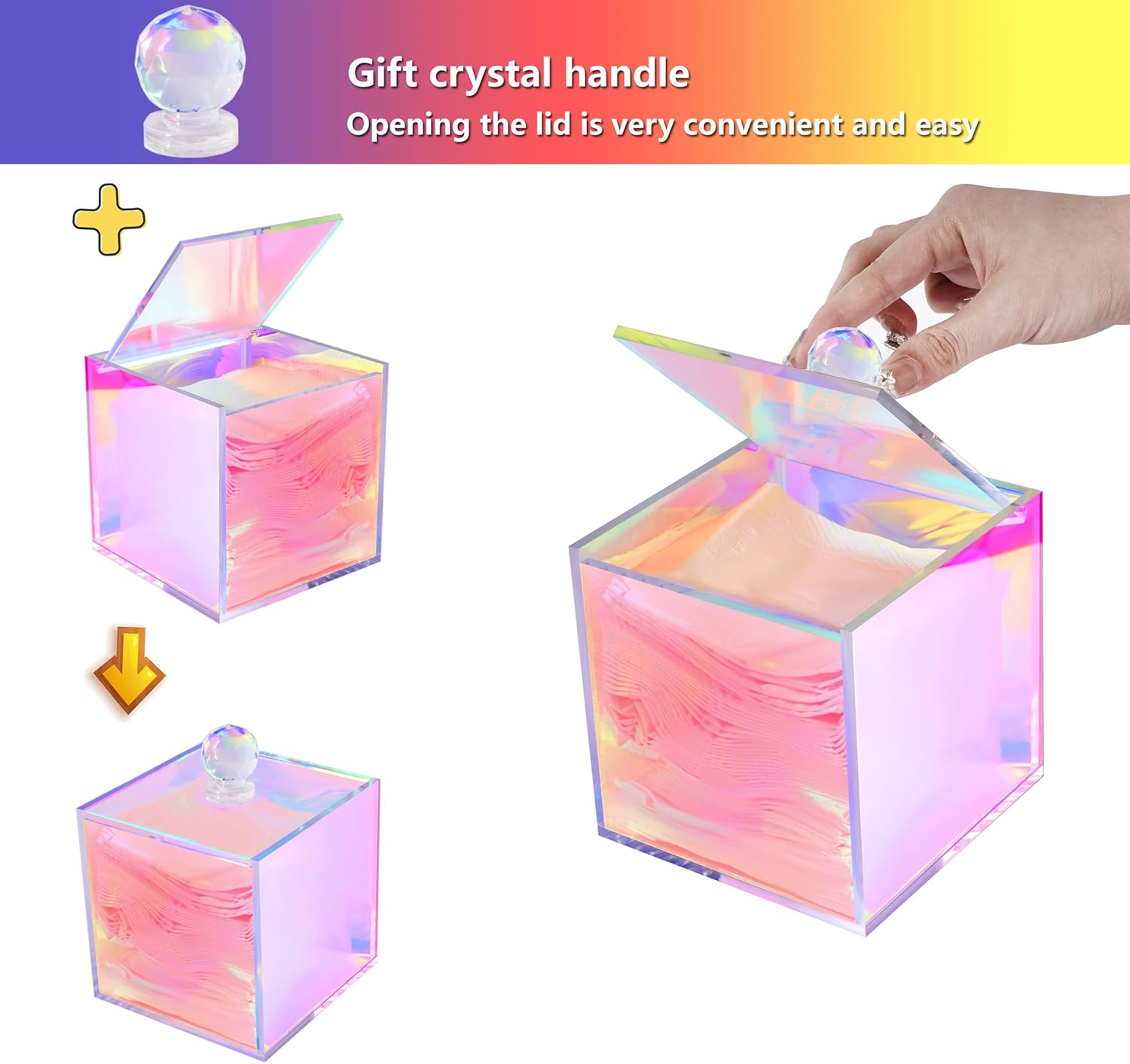 ODM Acrylic Box with Lid Clear Display Case Gift wrap Boxes Prism Box Transparent Square Cube Storage Organizer Containers for Wedding,Birthday Custom Logo Service