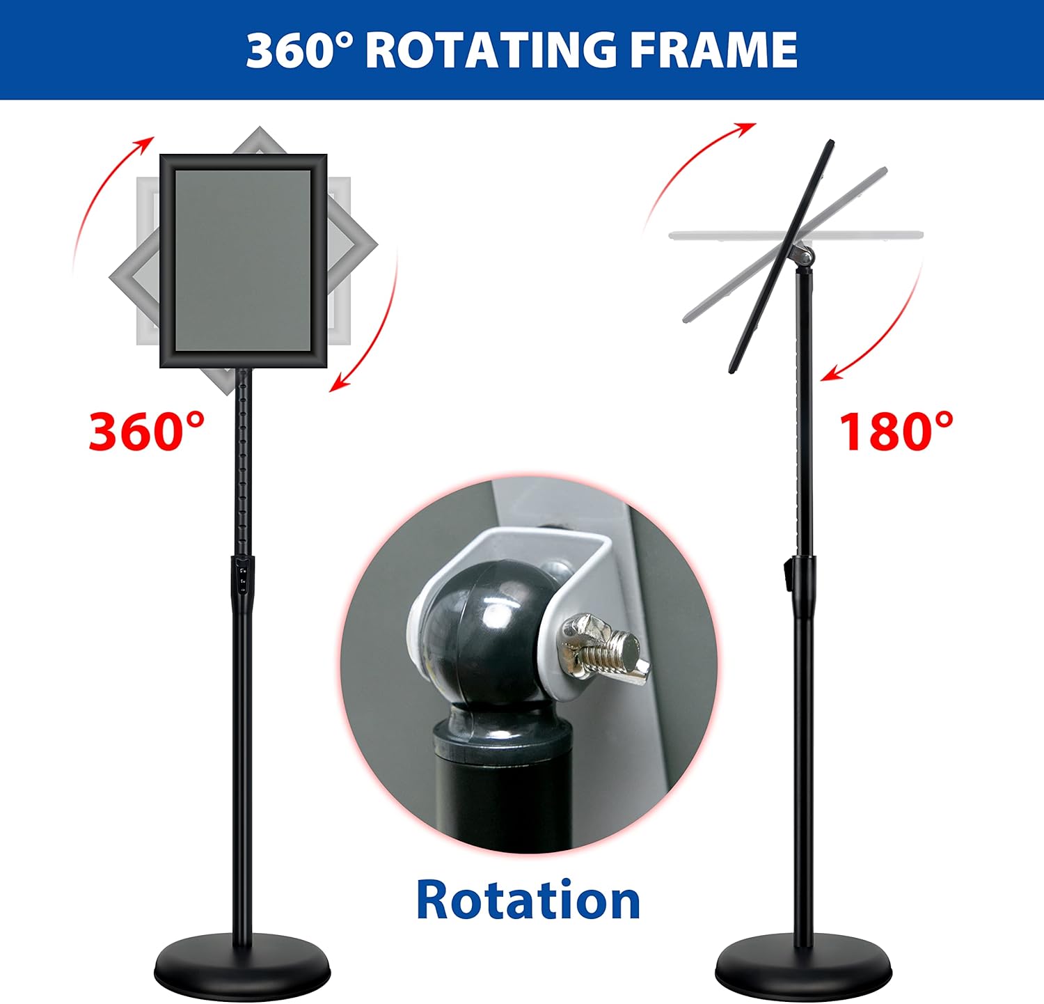 Private Label 6Packs 8.5x11 Inch Adjustable Pedestal Poster Sign Stand, Heavy Duty Floor Standing Sign Holder Stand Aluminum Snap Open Frame for Vertical and Horizontal View Sign Displayed(Black) OEM Wholesale Manufacturer