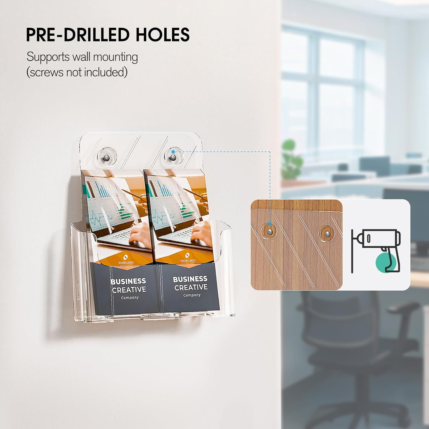 Wholesale KTRIO Acrylic Brochure Holder 8.5 x 11 inch, Plastic Clear Literature Holders Rack Card Display Trifold Brochures Stand, Stands for Flyer, Pamphlet, Magazine, Booklet, Desk & Wall Mount, 2 Pack China Factory Bulk Supply