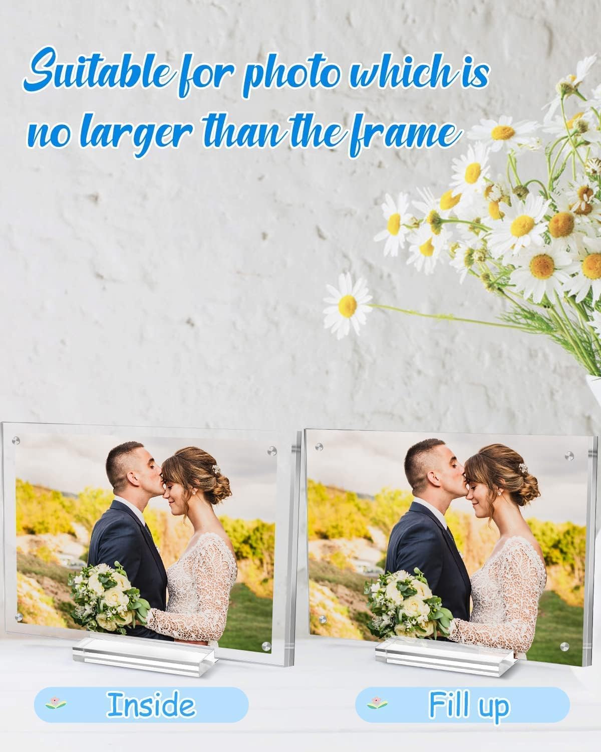 ODM 1 Pack Acrylic Picture Frame 11×14 Clear Double Sided Magnetic Photo Frame - Frameless Baby Friend Family Picture Desktop Display with Support Stand and Gift Boxes Custom Mold Development