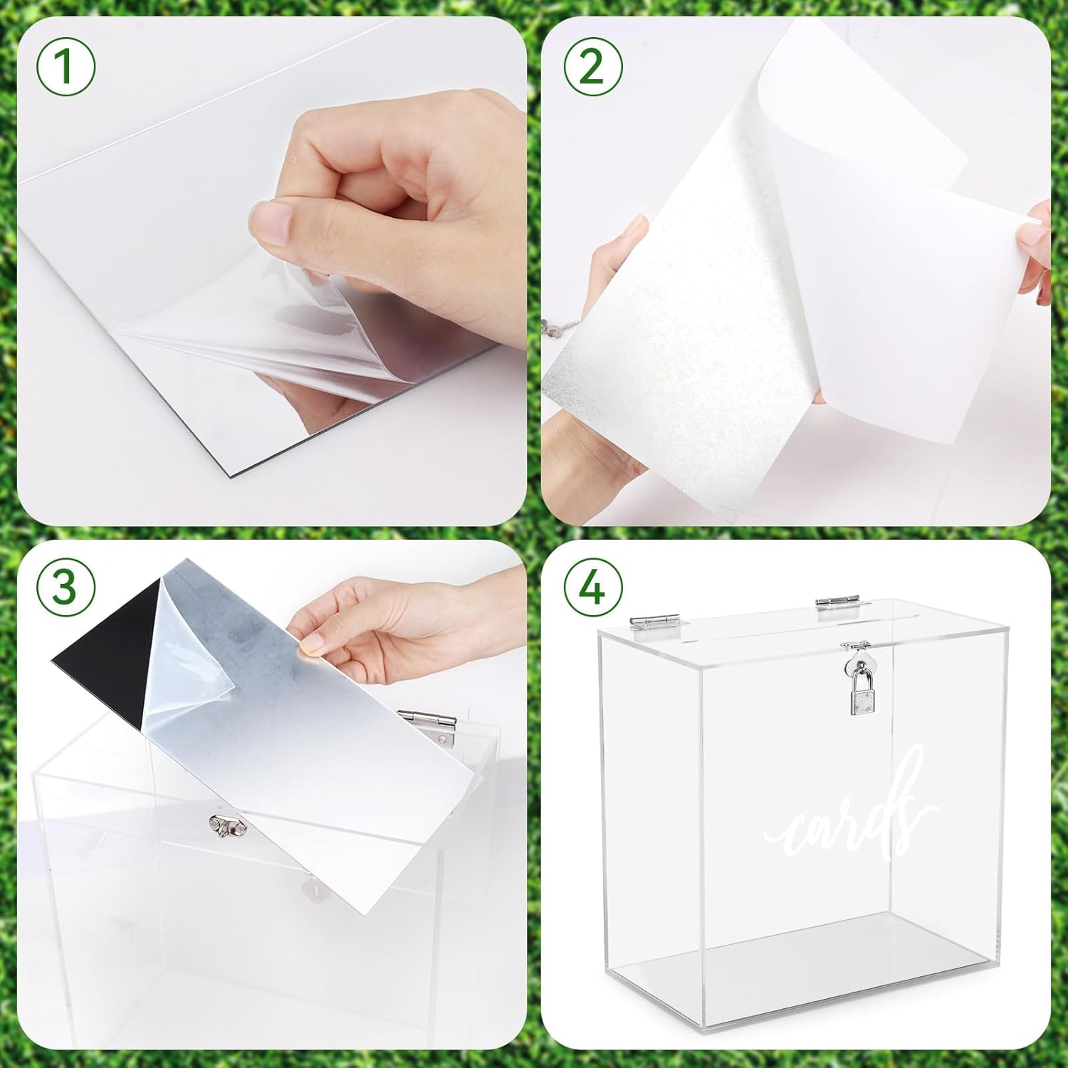 Private Label Hooqict Clear Acrylic Card Box with Lock and Slot, Thick DIY Wedding Card Box for Wedding Reception, Large Acrylic Gift Box Wedding Money Box for Party Graduation Decorations Wholesale Manufacturer