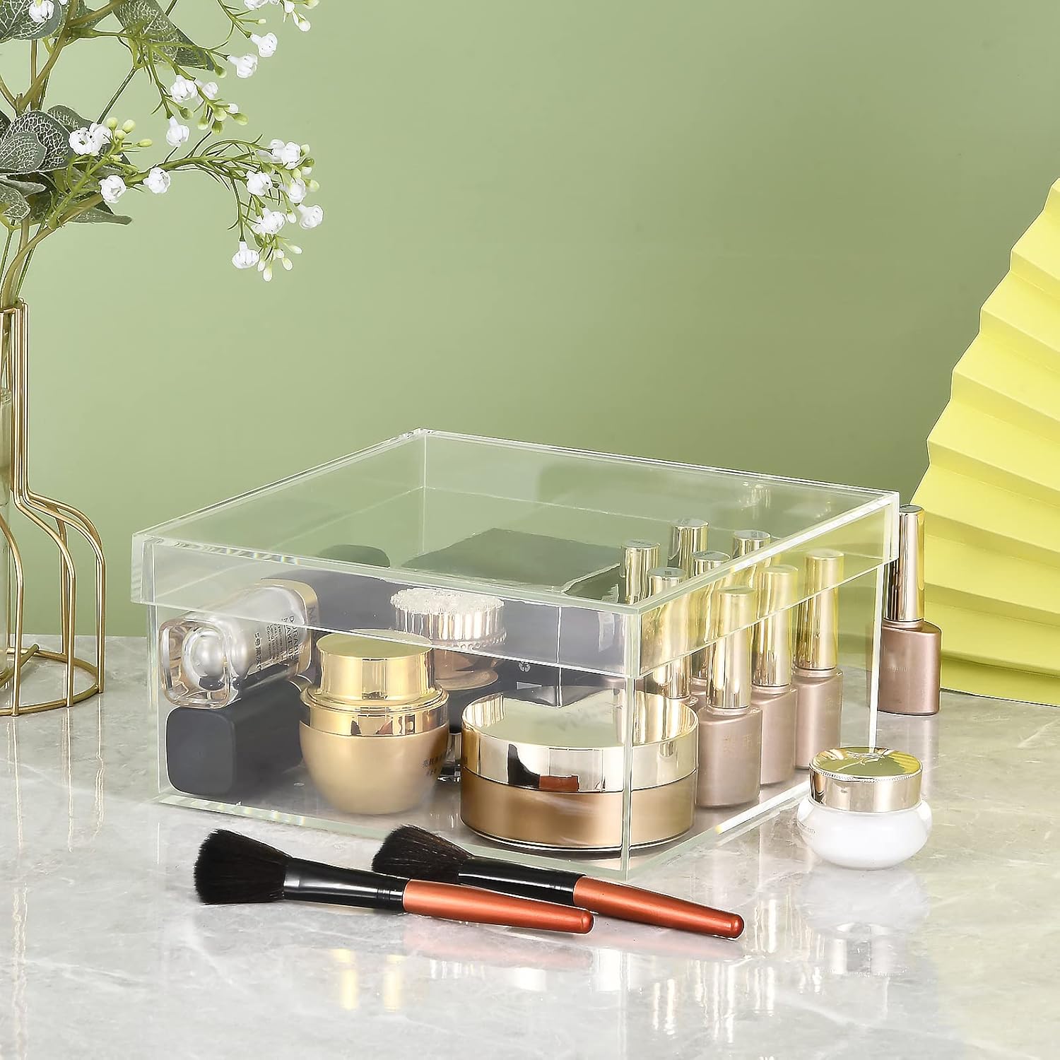 ODM Clear Acrylic Square Cube Plastic Box, Plastic Acrylic Gift Box Rectangle Cube Containers with Lid, Storage Boxes 7.9x7.9x3.9 Inches for Craft Supplies, Sewing Home Organizers Custom Mold Development