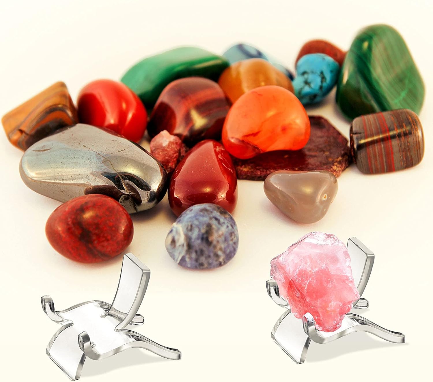 Private Label Jetec 20 Pieces Acrylic Display Holder Rock Stand Clear Display Easel Stands Pedestal Small Collectibles Display Stands for Displaying Crystal Geodes Rock Mineral Agate Coral (Medium) OEM Wholesale Manufacturer