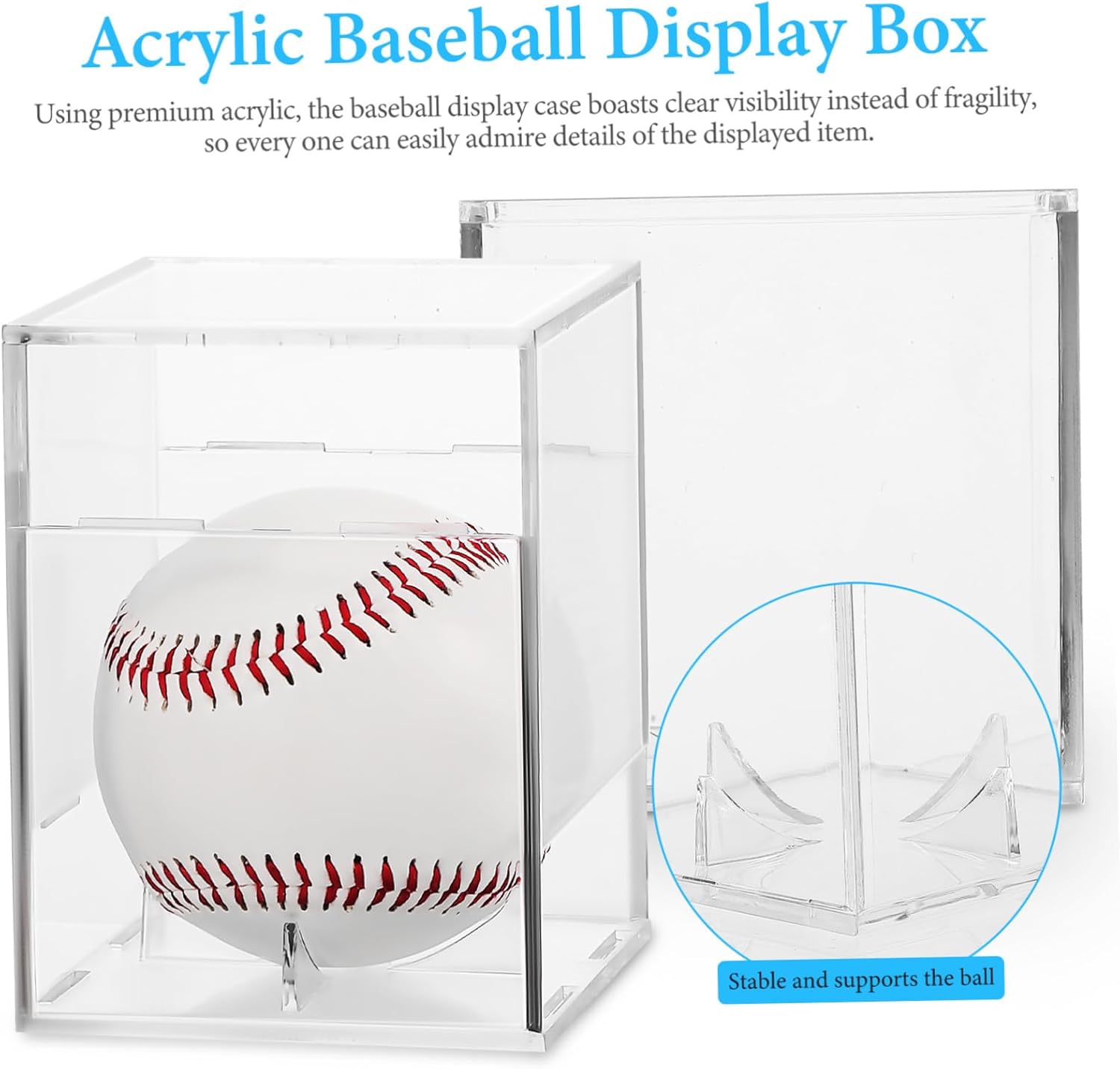 ODM Toyvian 2Pcs Baseball Display Cube Clear Baseball Holder Base Elegant Design for Autographed Balls Protects Collectibles and Memorabilia Baseball Display Custom Logo Service