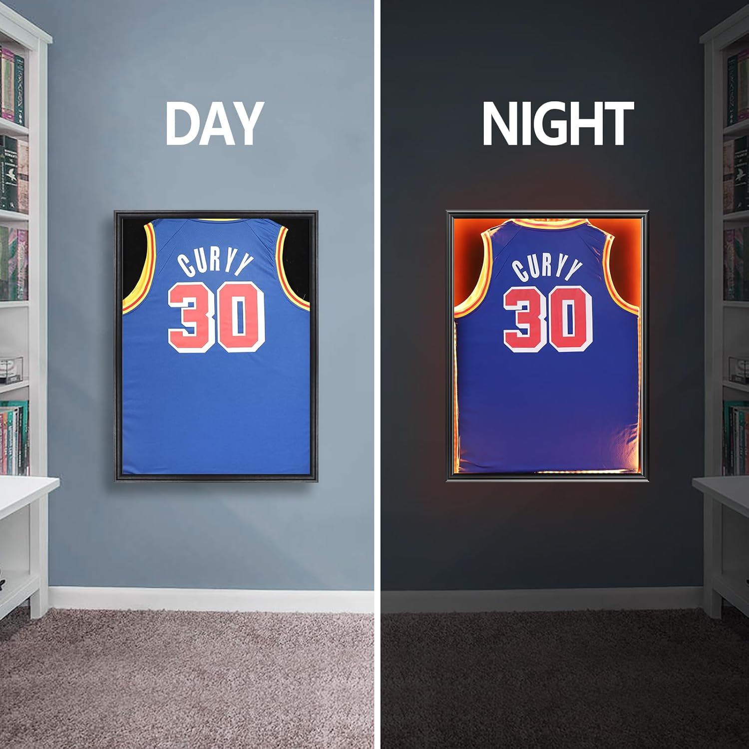 Private Label Jersey Display Frame Case, Large Lockable Shadow Box Sports Jersey Frame with 98% UV Protection Acrylic and Hanger for Baseball Basketball Football Shirt Ecommerce Ready Product
