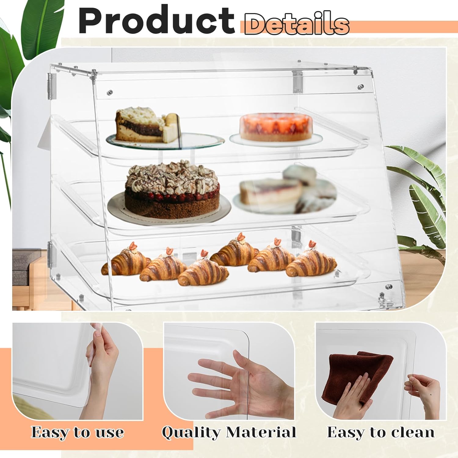 Wholesale OEM ODM 6 Pack Clear Acrylic Bakery Display Case Tray 20-1/4 x 13-7/16 Inch Countertop Pastry Case Tray for 2/3/4 Tier Bakery Display Baked Goods Bread Bagels Donuts Food Retail Commercial Home Factory & Supplier