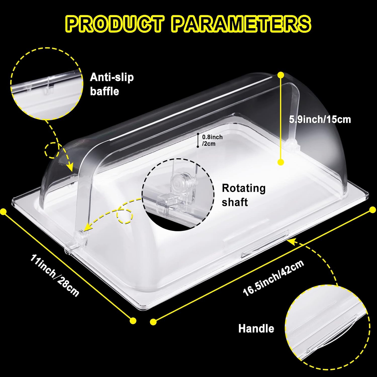 Wholesale OEM ODM Food Serving Display Tray with Clear Roll Top Cover Reusable Platter Cake Pastry Dessert Display Tray Plate Case with Lid for Food Buffet Factory & Supplier