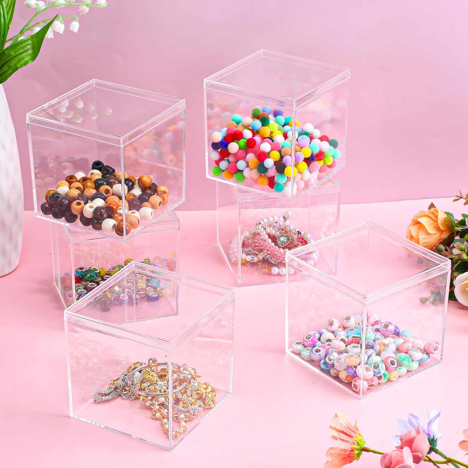 ODM 12Pcs Clear Acrylic Box with lid 4 x 4 x 4 Inch Small Acrylic Box Plastic Square Cube Decorative Storage Boxs Mini Acrylics Containers Display Boxes Display Case Container for Candy Jewelry Tiny Items Custom Logo Service