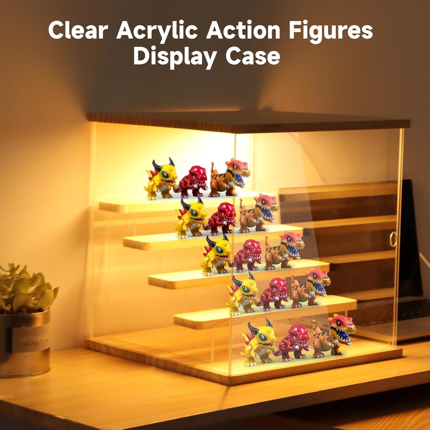 Private Label Led Acrylic Figures Display Case - Clear Action Figurine Lighted Display Case with Light for Figures Display Box Stand, Dustproof Protection Showcase Cabinet for Figurines Collection Ecommerce Ready Product