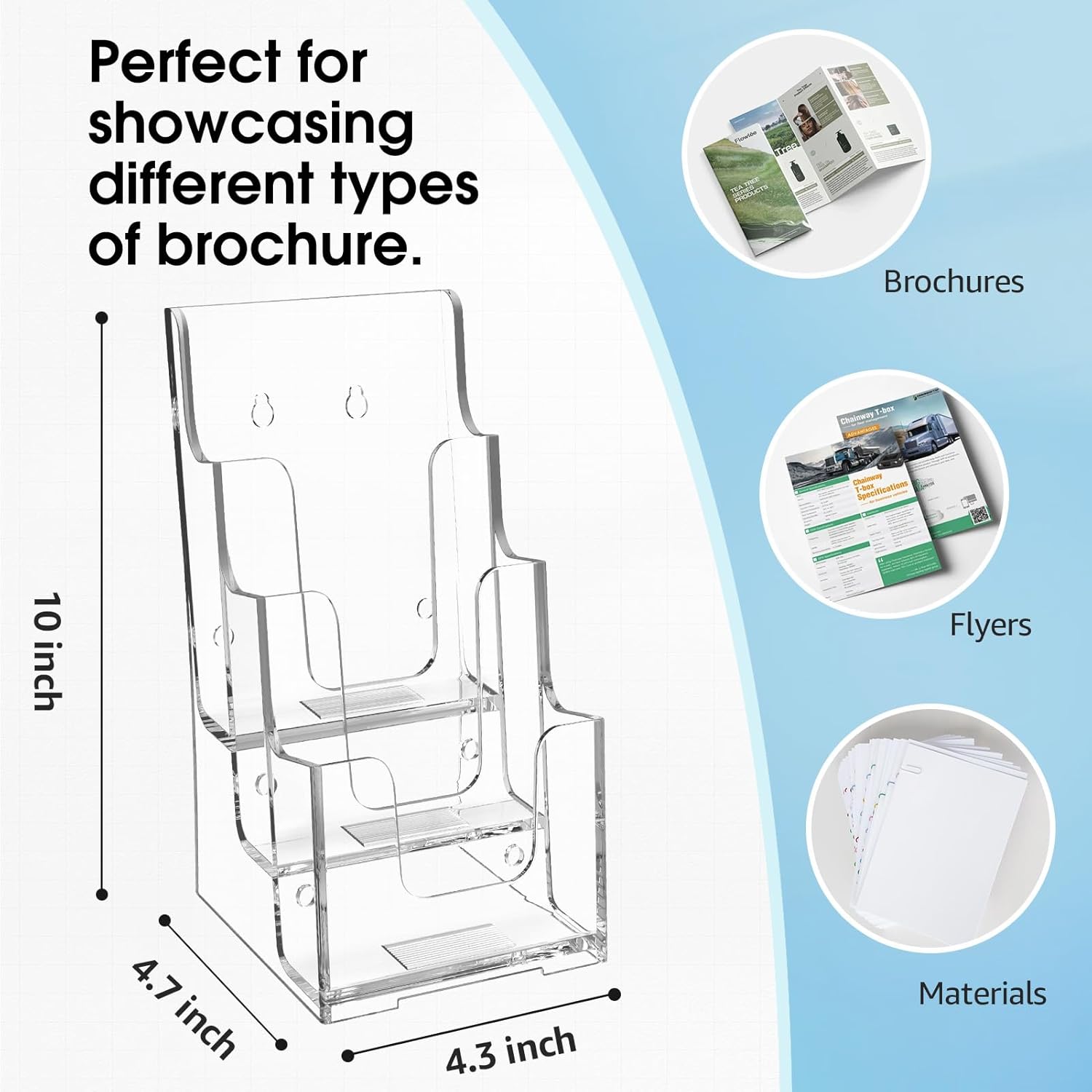 Wholesale MaxGear Acrylic Brochure Holder, 4 Inch Wide 3 Tier Literature Display Stand, Clear Premium Acrylic Pamphlet Holder, Multi Pocket Wall Mount or Countertop Organizer, Office or Home Use, 2 Pack China Factory Bulk Supply