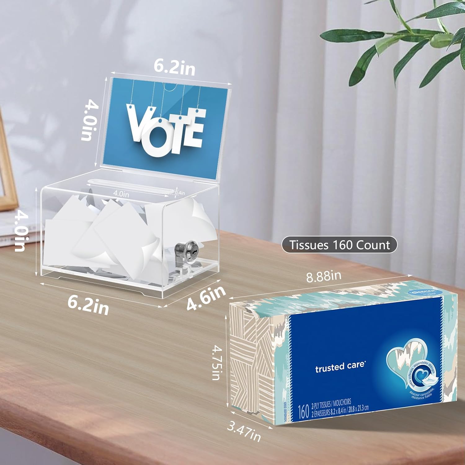 Private Label KYODOLED Clear Donation Box for Fundraising with Lock & Sign Holder, Multi-Use Voting and Raffle Box, Tip Jar, Secure Storage, Size 6.2'' x 4.6'' x 4.0'' Custom Mold Development