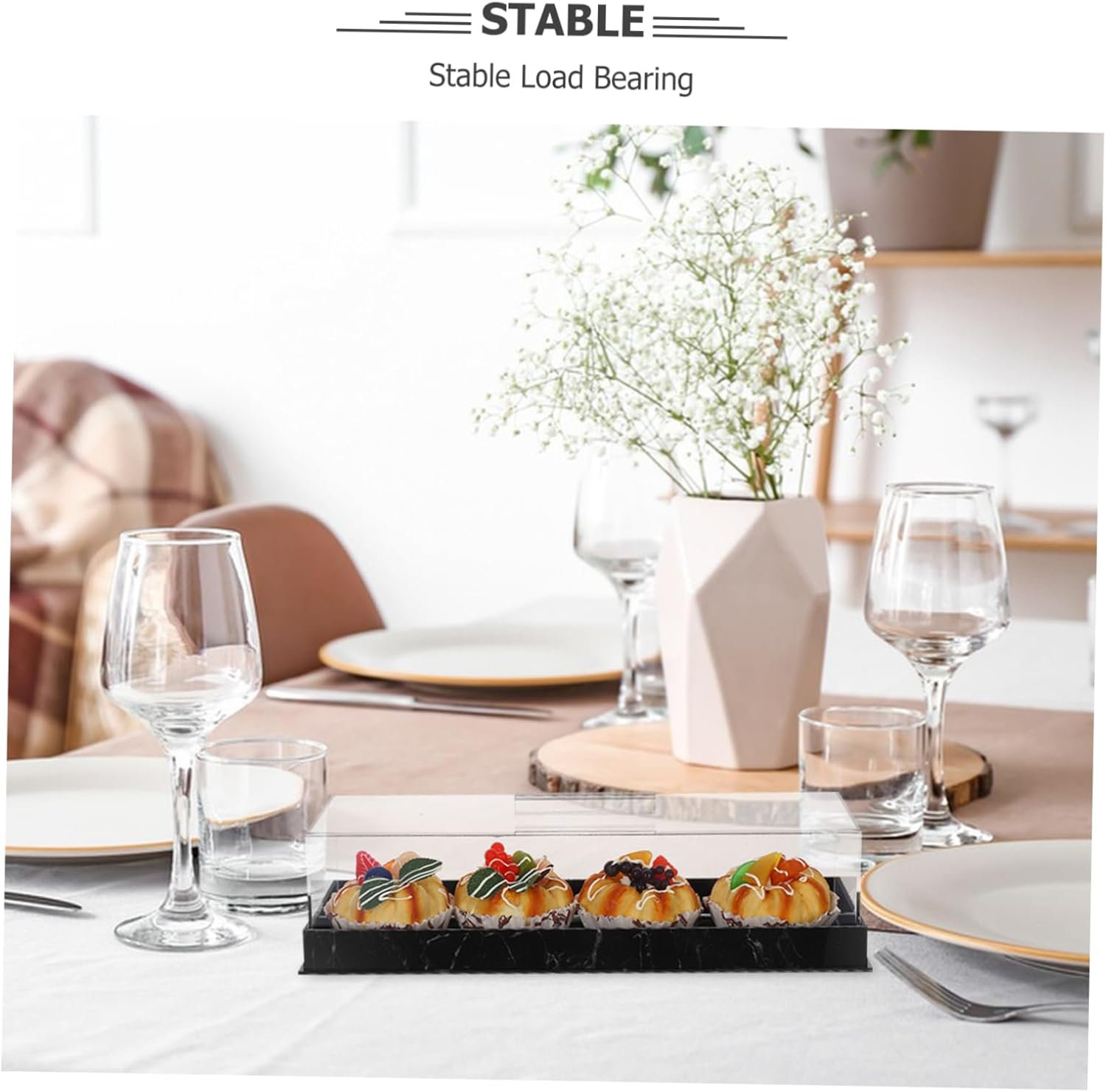Wholesale OEM ODM Healifty Rectangular Marble Cake Tray with Cover Elegant Dessert Stand for Parties Home Use Birthdays Easy to Clean Acrylic Display Holder for Cakes Pastries Factory & Supplier