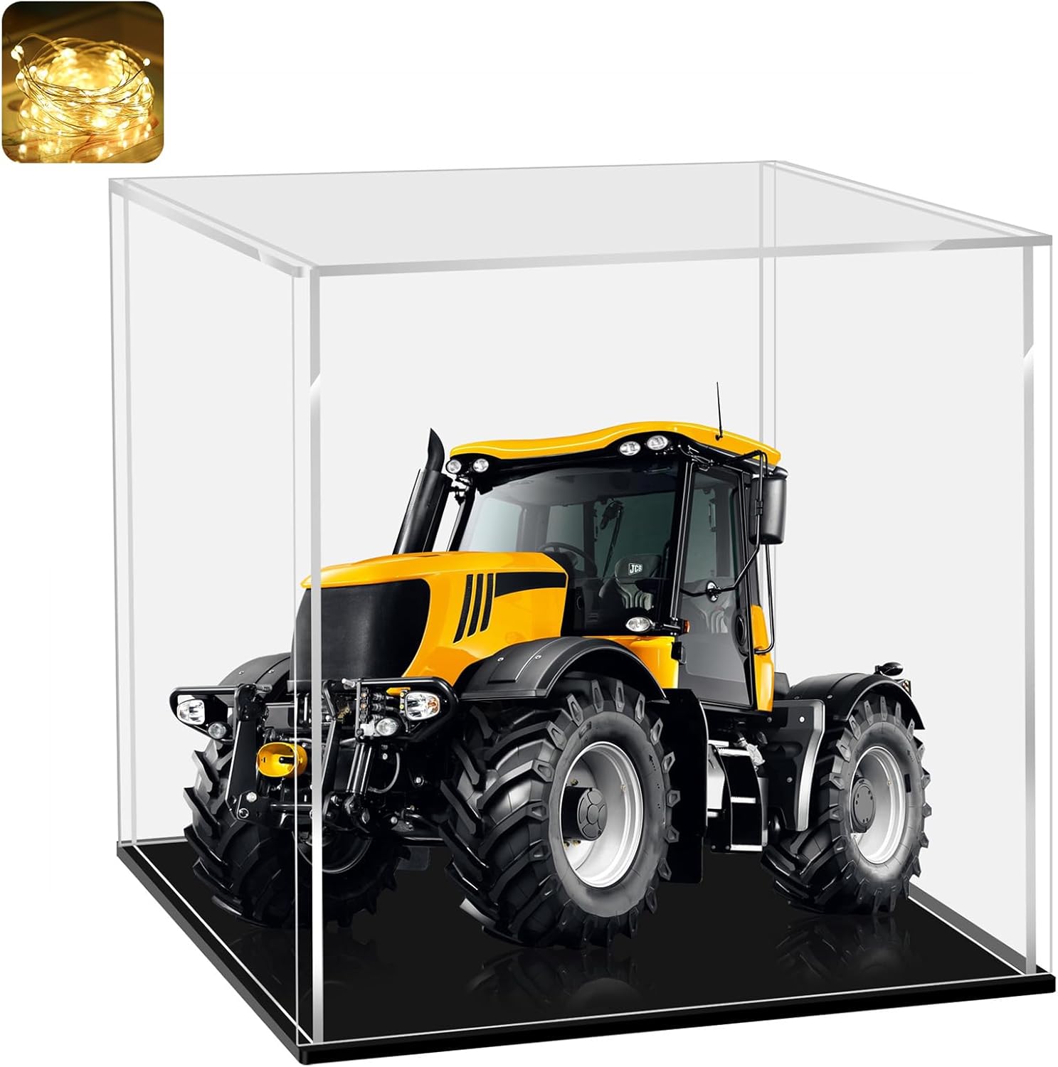 ODM LANSCOERY Acrylic Display Case, Assemble Showcase Display Box for Collectibles, with Dustproof & Seamless Display Design, 11x11x11inch Black Base Custom Logo Service