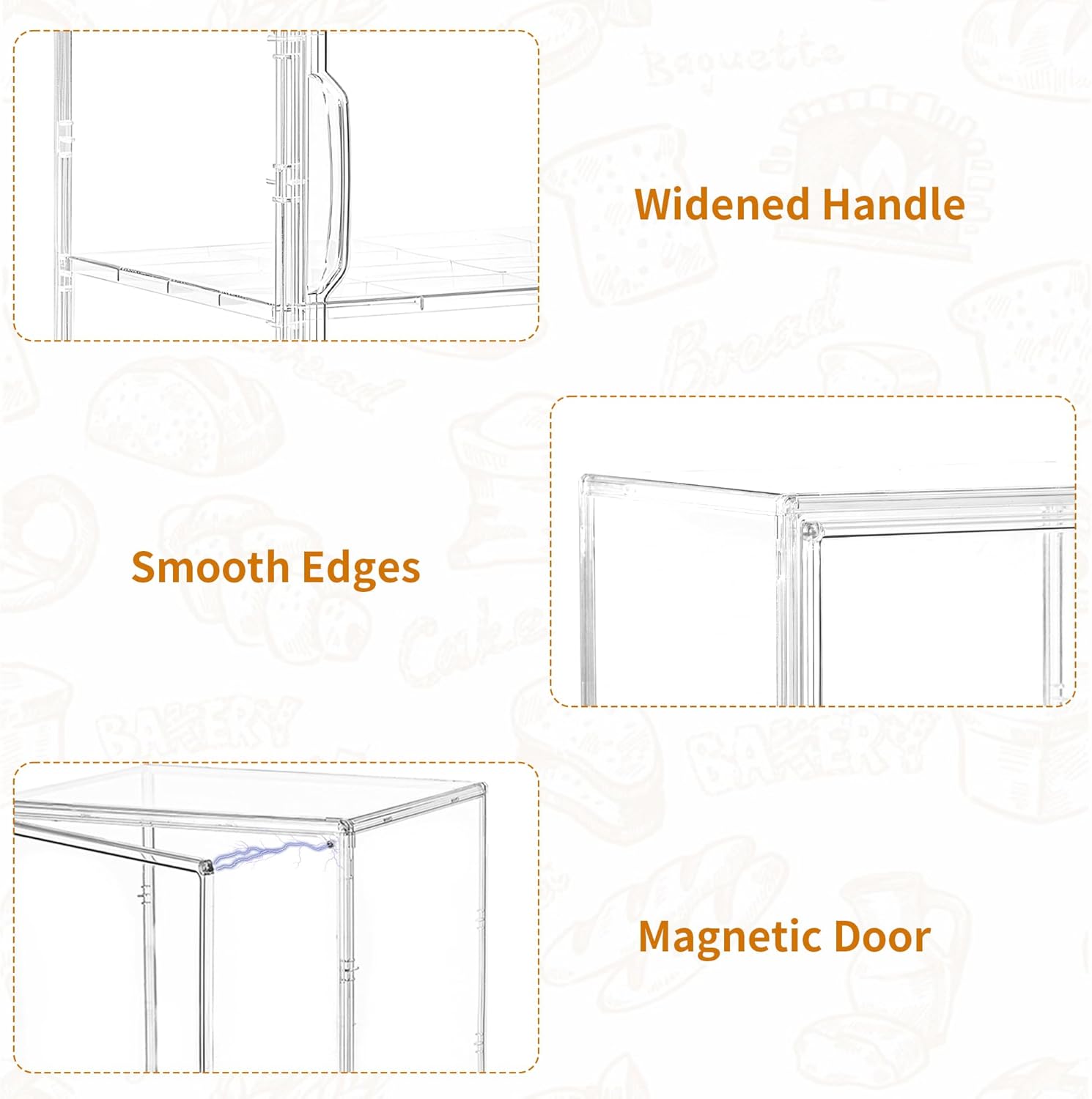 Wholesale OEM ODM Bakery Pastry Display Case 3 Layer Large Clear Bread Box For Kitchen Countertop Bread Storage For Homemade Bread, 10.6" L x 8.7" W x 14.2" H, 1 Pack Factory & Supplier