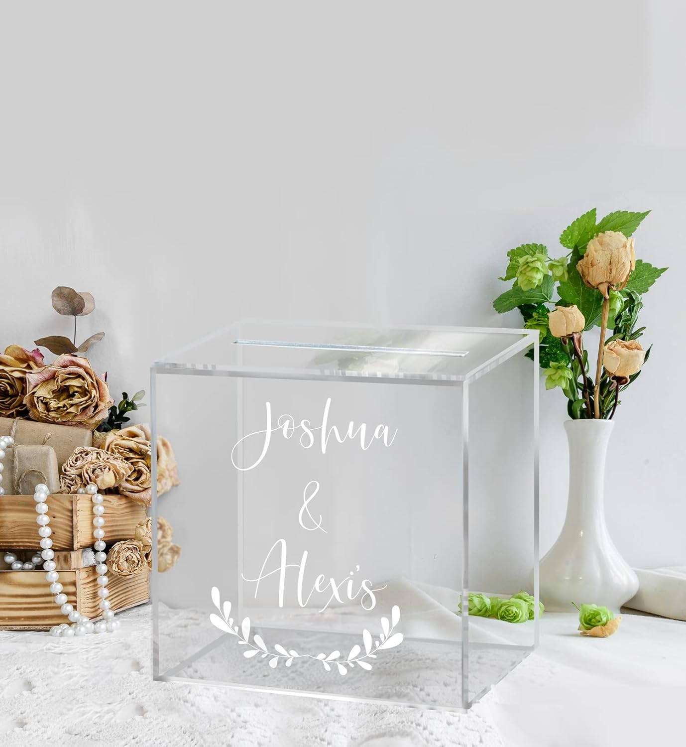Private Label UNIQOOO Clear Acrylic Card Box w/Slot, Thick DIY Wedding Box Blank No Print, Large 10x10x5.5 in, for Reception Decoration Fundraiser Money Box Election Ballot Graduation Keepsake Party Favor Wholesale Manufacturer