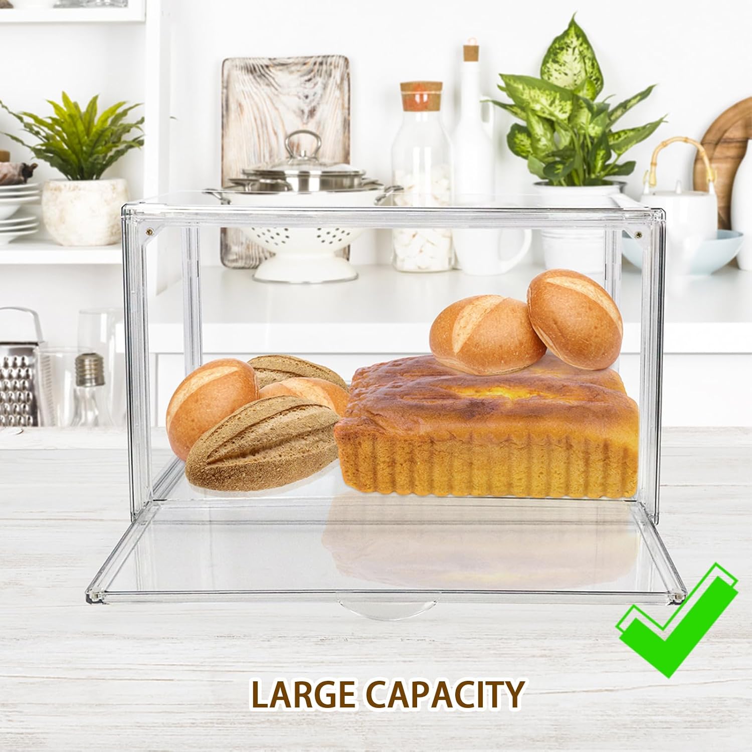 Wholesale OEM ODM RISICULIS 2PCS Large Bread Box for Countertop, Stackable Double Layer Storage Container, Clear Boxes for Kitchen Counter, Bread Keeper for Homemade Bread, Bagel, Muffins, Rolls Factory & Supplier