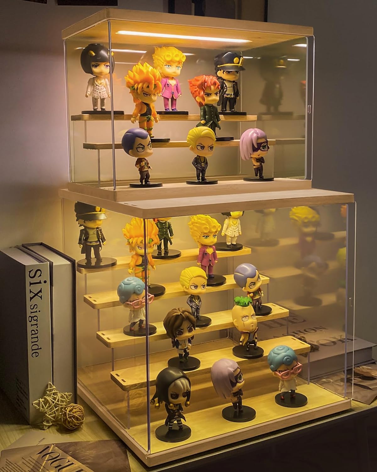 Private Label Clear Acrylic Display Case with Light , 4 Tier Display Box Stand Assembly Dustproof Protection Showcase for Collectibles Action Figures (12.6×9.6×10.6in; 32×24.5×27cm) Ecommerce Ready Product