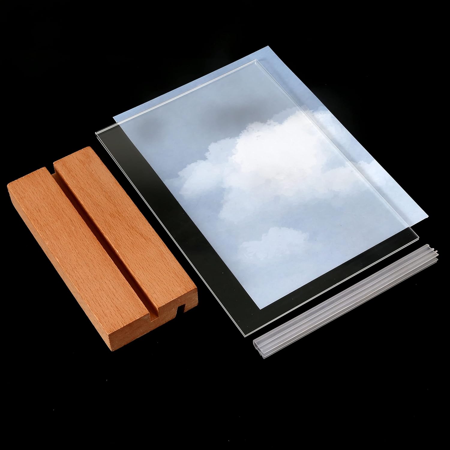 Wholesale NEWNEWSHOW® 8.5x11 Acrylic Sign Holder with Wood Base Wood Sign Holder Vertical or Slant Back Display China Factory Bulk Supply
