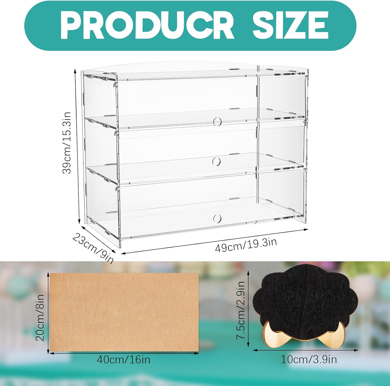 Wholesale OEM ODM 3 Tier Bakery Pastry Display Case,Clear Acrylic Display Case,Commercial Countertop Cabinet with Chalkboard and Brown Paper for Bread Cookie Cupcake Party Event Stores Factory & Supplier
