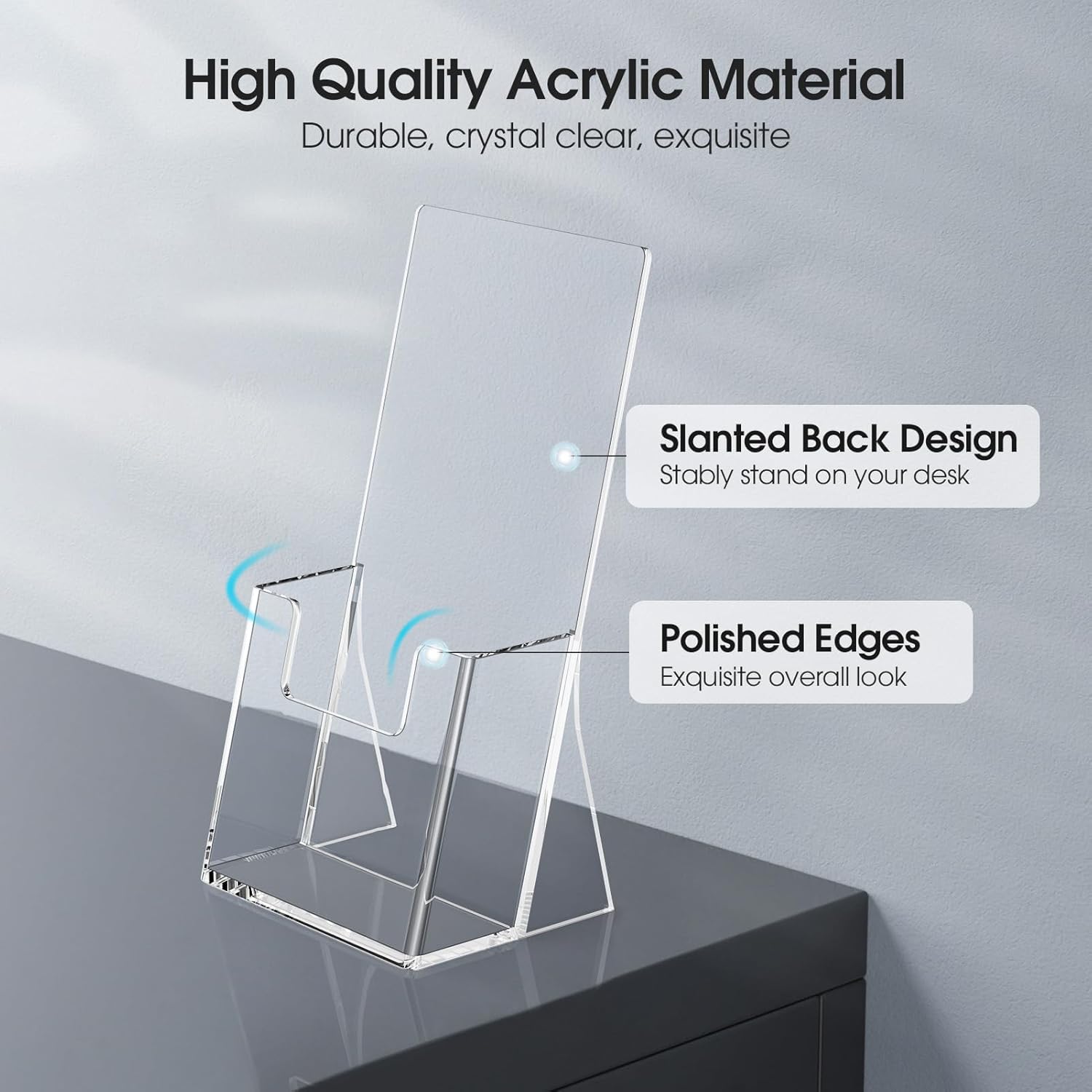 Wholesale MaxGear Acrylic Brochure Holder 4 Inch, Clear Plastic Countertop Literature Holders, Trifold Flyer Display Stand for Pamphlets, Booklets, Magazines, Menus, Multi Purpose Organizer For Office, 2 Pack China Factory Bulk Supply