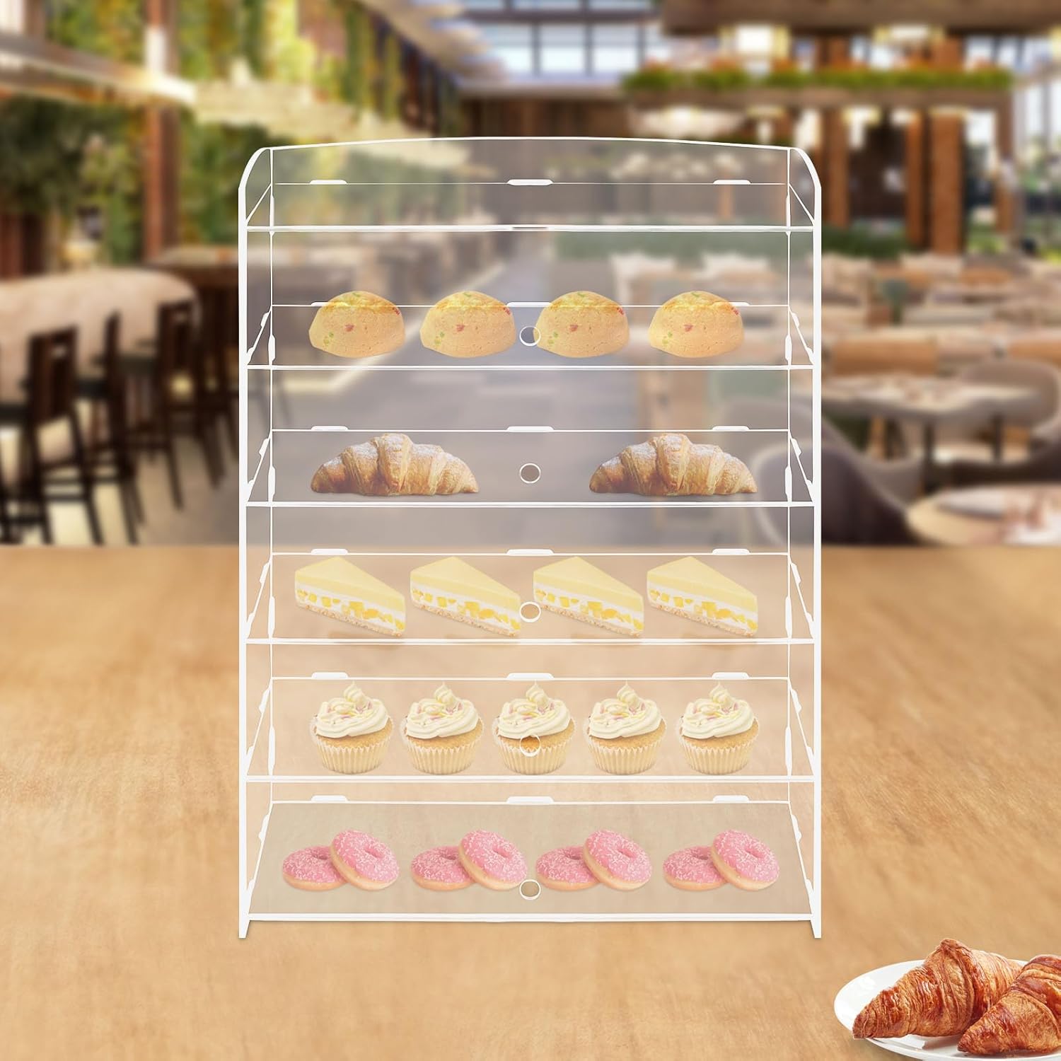 Wholesale OEM ODM 5-Tier Acrylic Display Case Bakery Pastry Clear Display Case Countertop Dessert Retail Shelf Cupcake Cookie Display Cabinet for Home Kitchen Store Factory & Supplier