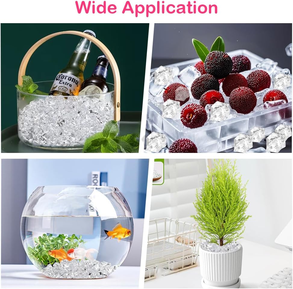 ODM Fake Ice, 900 PCS Fake Ice Cubes Clear Fake Ice Acrylic ICES Rocks Reusable ICES Gems Plastic Diamonds Rocks Vase Fillers for Wedding Party Centerpieces DIY Crafts Table Scatter Props Display Custom Logo Service