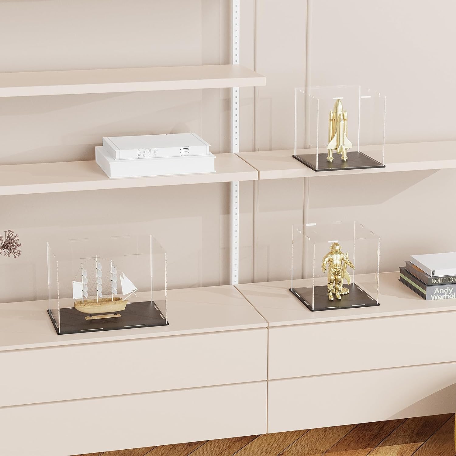 Wholesale OEM ODM 10 Inch Clear Acrylic Display Case, Cube Acrylic Box for Collectibles Showcase, Plexiglass Case with Matt Black Stand for Toys, Arts and Figures Factory & Supplier