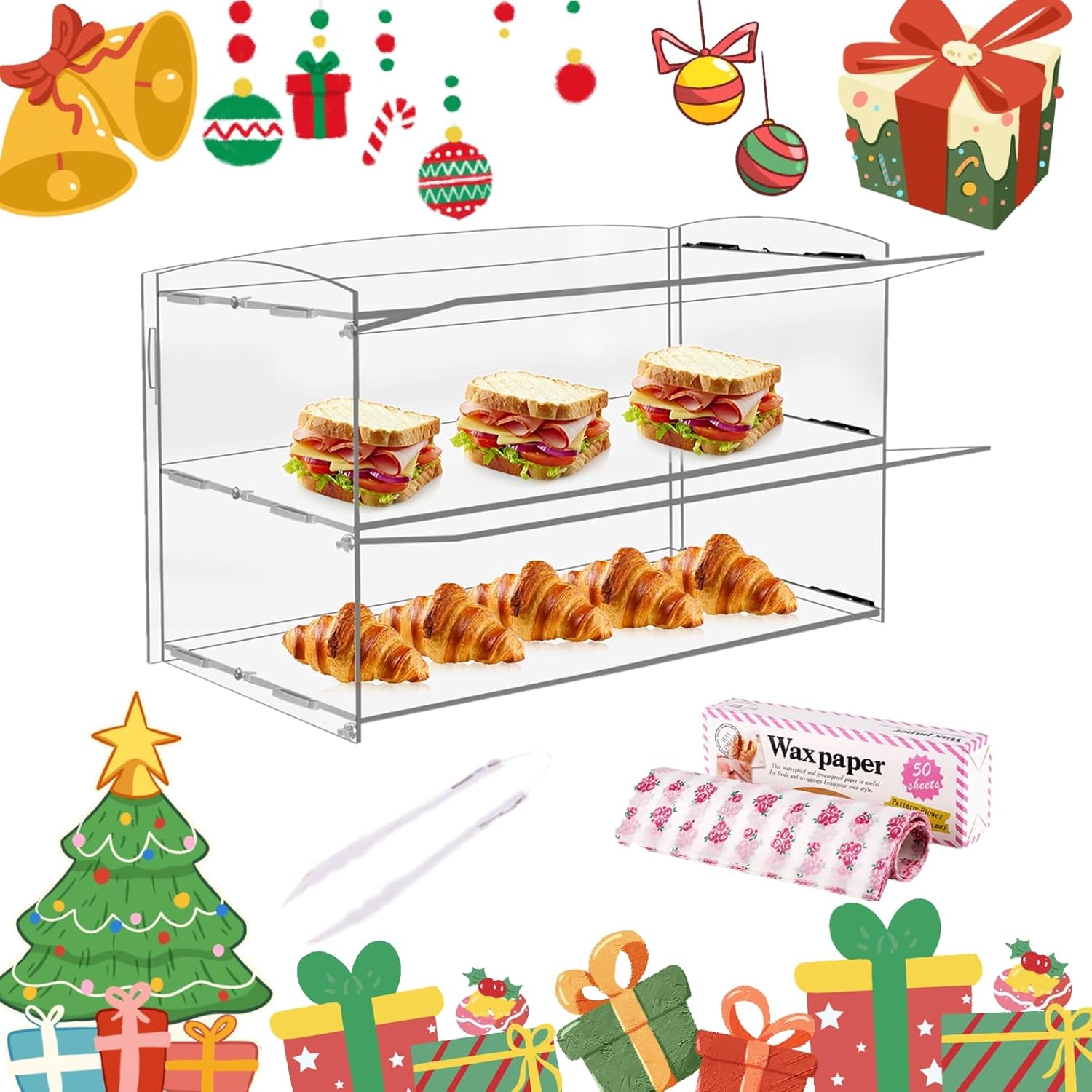Wholesale OEM ODM Acrylic Display Case 2 Layer Bakery Pastry Display Case Retail Display Counter Cases Acrylic Display Shelf Donut Cookie Display Cabinet Plastic Case Factory & Supplier