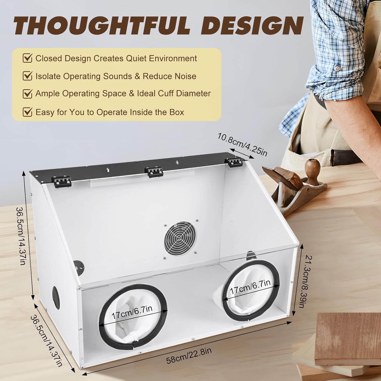 Private Label Fully Enclosed Grinding Table Polisher Dust Box, Acrylic Dust Box Transparent Dust Box Cover,2-Hole Table Polisher Box with Led Light for Polishing Machine, Carving, Cutting, Drilling (2 Holes) Ecommerce Ready Product