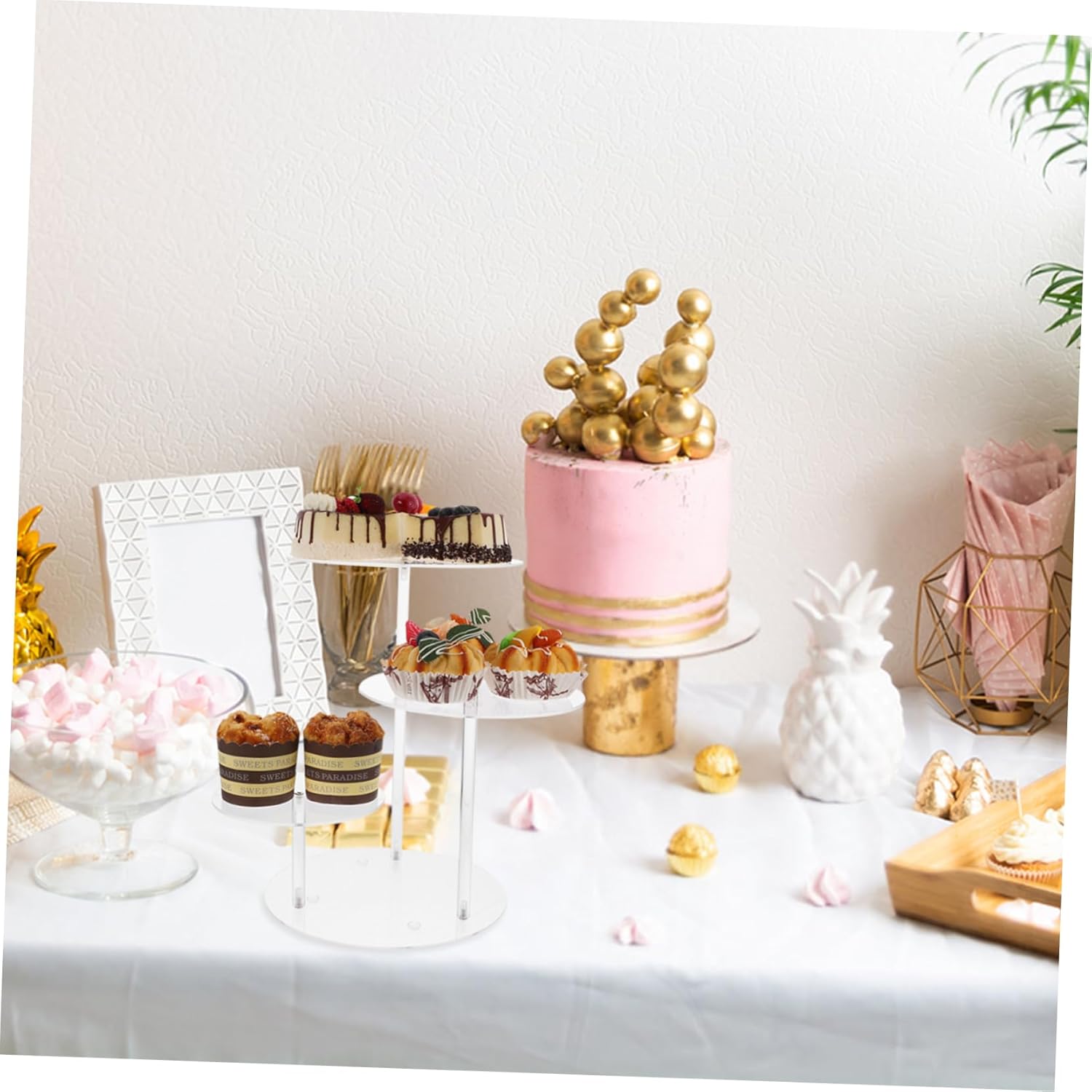 Wholesale OEM ODM 1 Set Elegant Tiered Cake Stand Clear Display Rack for Cakes Cupcakes Treats for Weddings Parties Special Occasions Enhance Your Dessert Table Decor Factory & Supplier