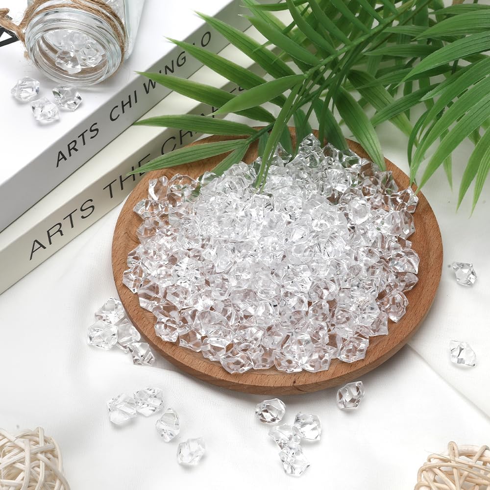 ODM Fake Ice, 900 PCS Fake Ice Cubes Clear Fake Ice Acrylic ICES Rocks Reusable ICES Gems Plastic Diamonds Rocks Vase Fillers for Wedding Party Centerpieces DIY Crafts Table Scatter Props Display Custom Logo Service
