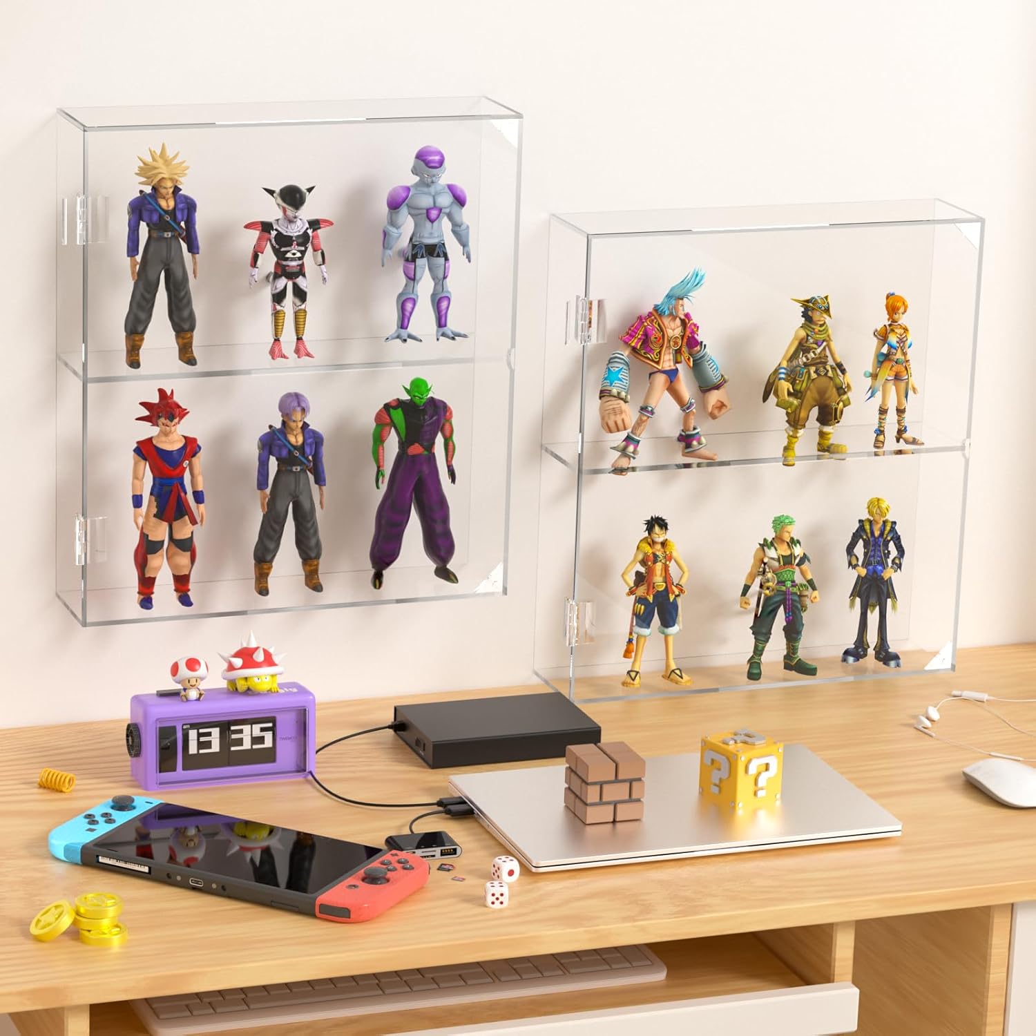 Wholesale OEM ODM Acrylic Display Case - 2 Layer Clear Display Case for Funko Pop Action Figures - Wall Mounted or Desktop Dustproof Display Cabinet Shelf for Labubus Collectibles Mini Toys Factory & Supplier
