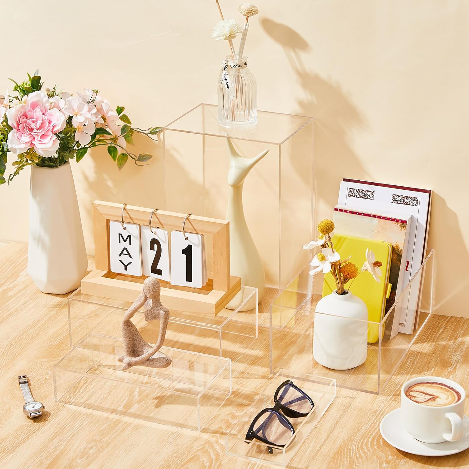 Wholesale OEM ODM Leinuosen 6 Pcs Food Risers for Buffet Table Large Buffet Risers Acrylic Display Box Acrylic Cube Display Stands for Dessert Catering Supplies(Clear,7''x3'',8''x4'',9''x5'',10''x6'',11''x7'',12''x8'') Factory & Supplier