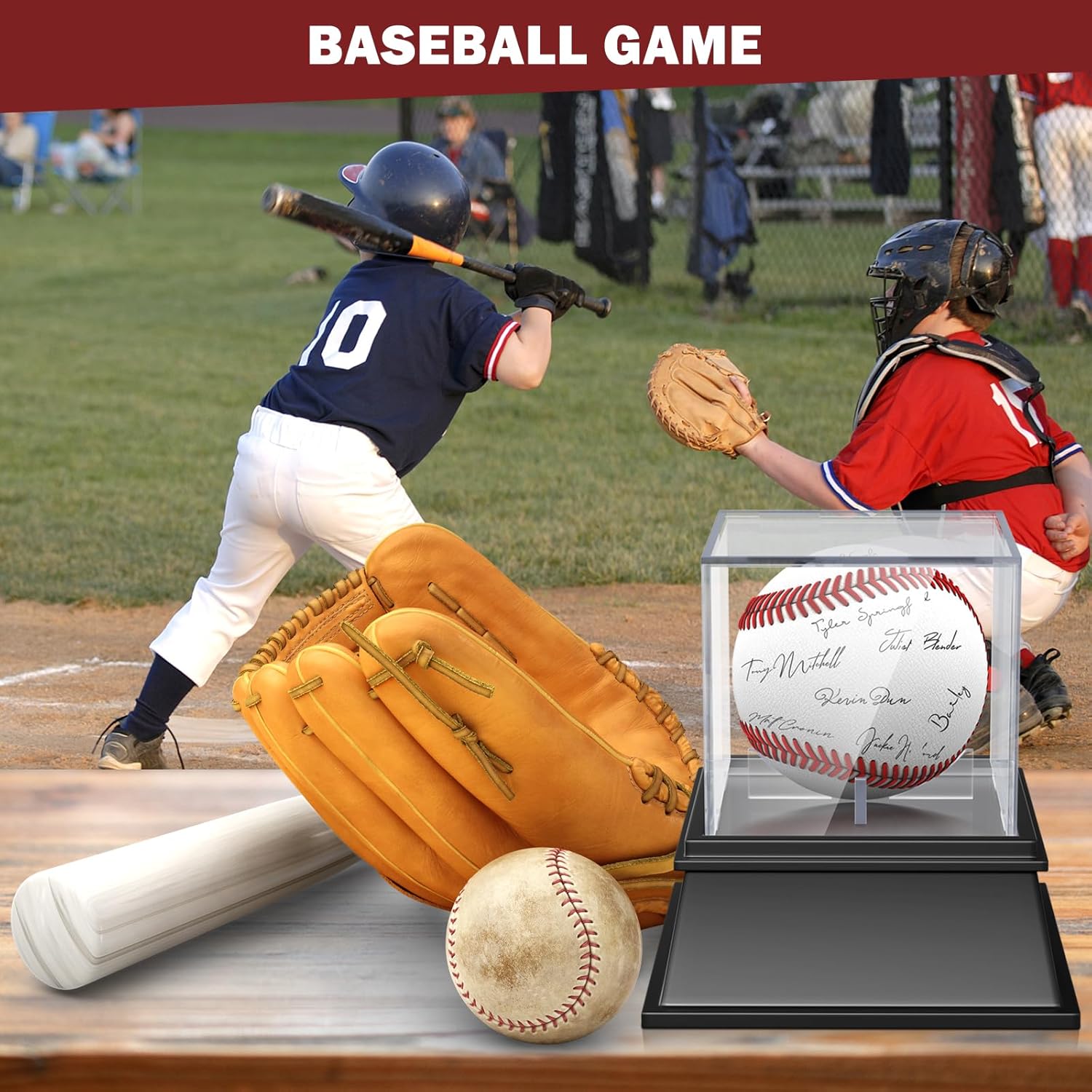 ODM Leffis Football Display Case, Acrylic Football Case Display Case, Memorabilia Display Cases with Removable Built-in Football Display Stand for Autographed Football (2P Baseball Case) Custom Logo Service