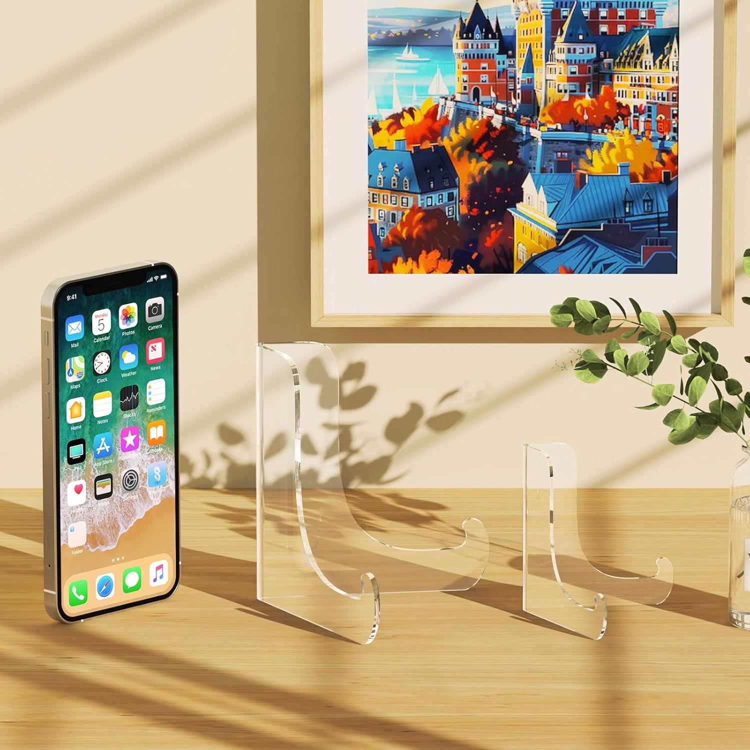 Private Label 5 Pack Acrylic Display Stand, Plate Stand for Display, Clear Easel Stand, Display Holder for Card, Frame, Picture, Magazine, Book, CD, Phone (Small/ 3 Inch) OEM Wholesale Manufacturer