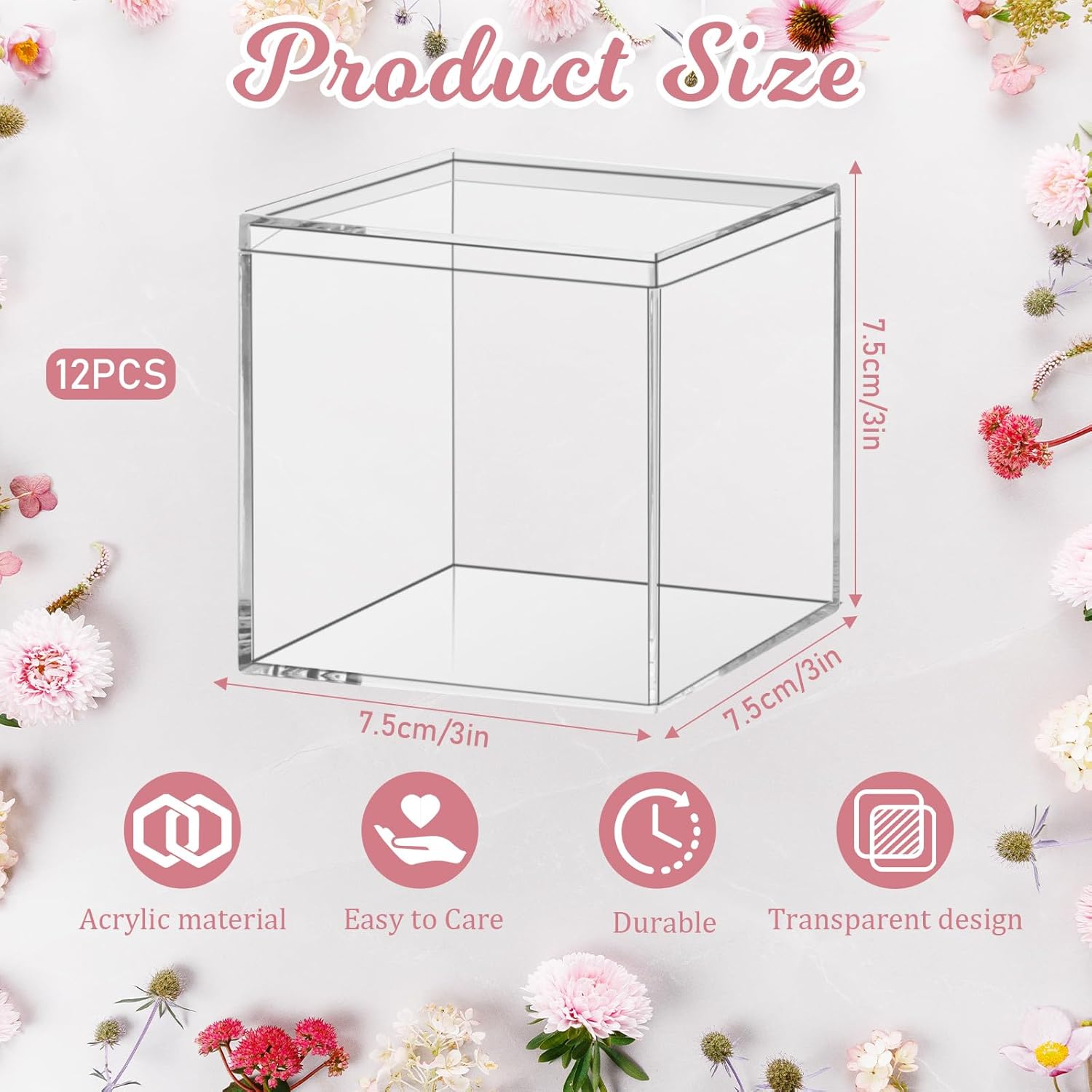 Private Label 12 Pcs Clear Acrylic Box with Lid Decorative Plastic Display Box Acrylic Gift Box Tiny Square Box Clear Storage Containers for Home Candy Treats Jewelry Display 3 x 3 x 3 Inch Wholesale Manufacturer