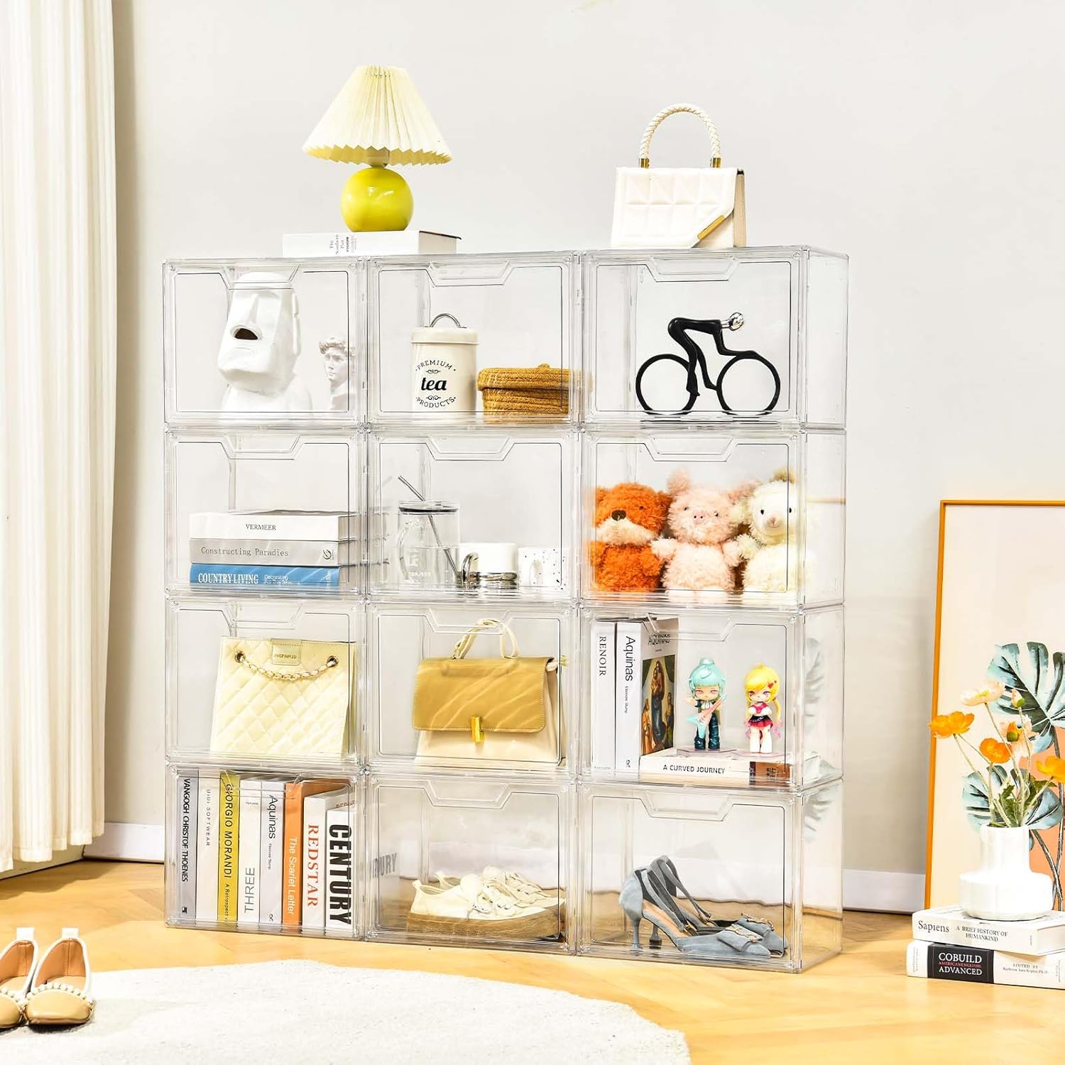 ODM Purse Organizer for Closet,Clear Acrylic Display Case for Handbag Organizer, Purse Storage Box with Magnetic Door, Plastic Storage Bins for Book, Collectibles, Cosmetic (5 Pack) Custom Logo Service