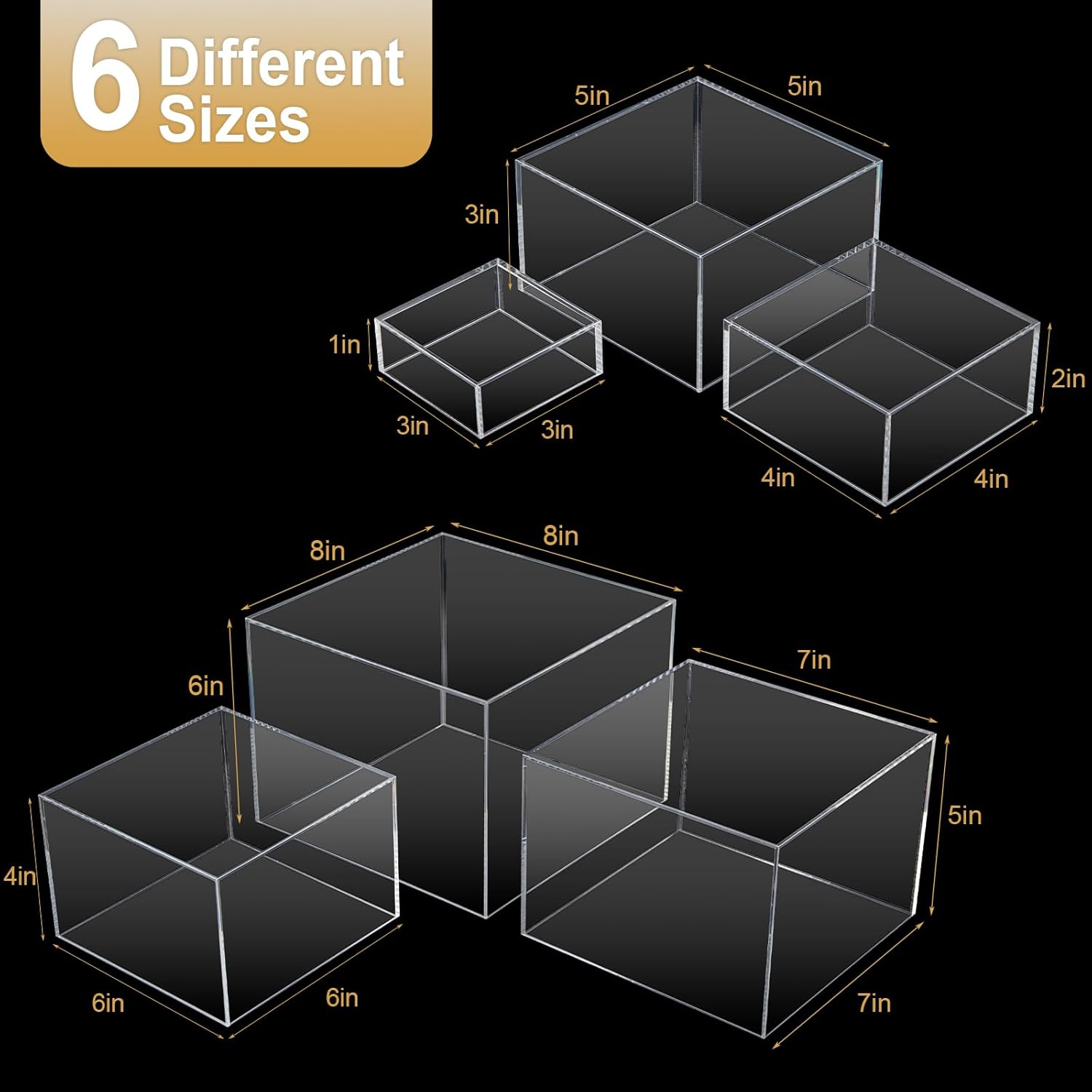 ODM Cliselda 6Pcs Clear Acrylic Boxes for Display, Food Risers for Buffet Table Party Cupcake Candy Desset,Acrylic Nesting Risers Display Stands Cube Boxes with Hollow Bottoms Custom Logo Service