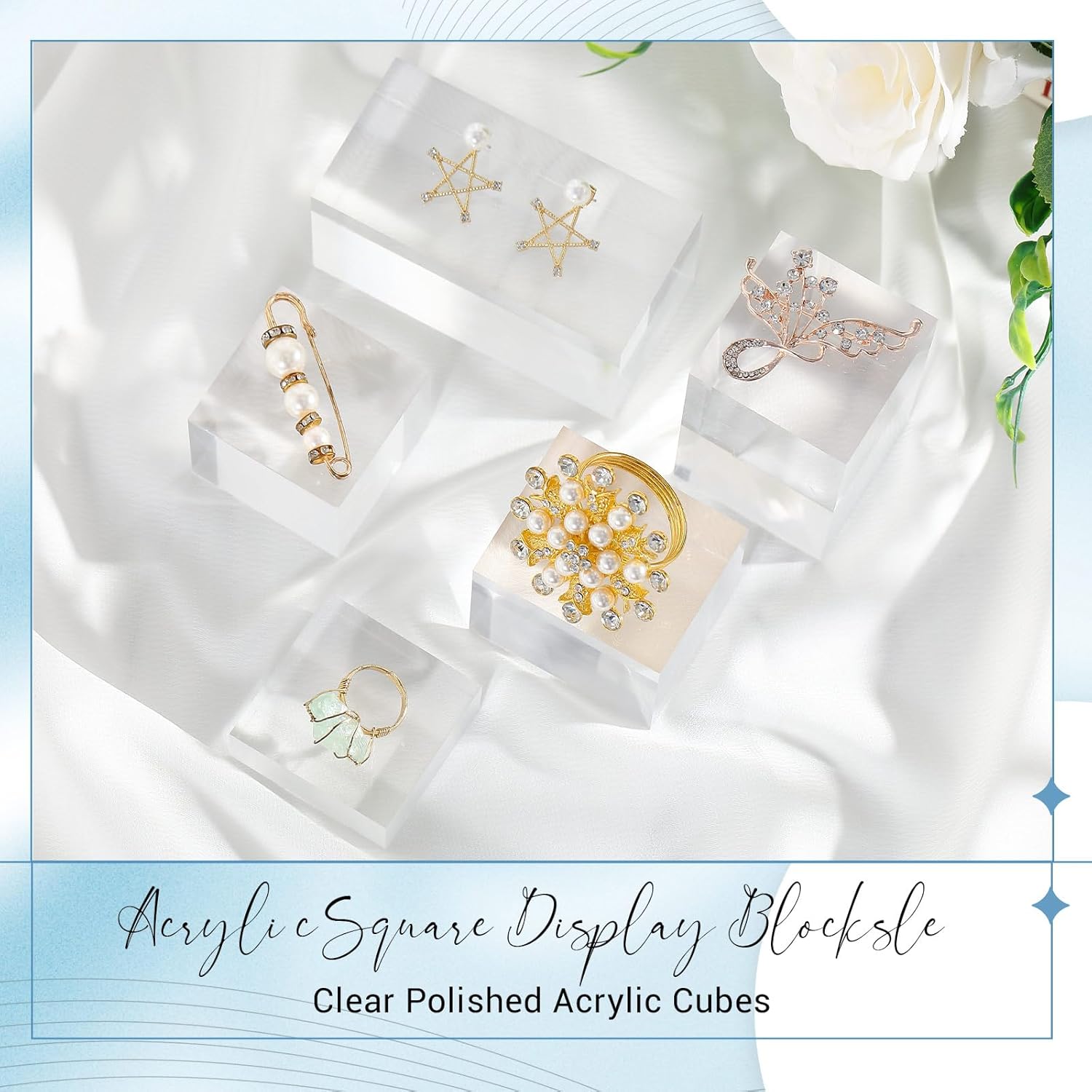 Private Label Marsui 10 Pcs Acrylic Cubes for Display Product Photography Props Transparent Acrylic Block Set for Boutique Jewelry Cosmetic Crafts Closet Show (Classic,5 Sizes) Wholesale Manufacturer