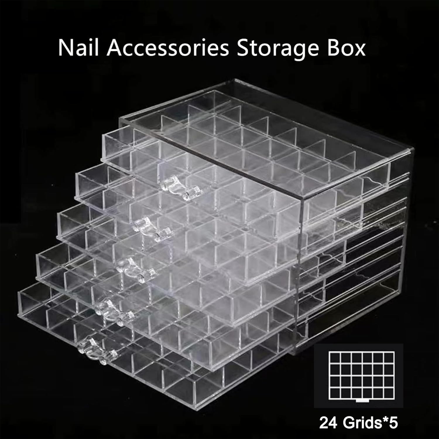 Direct Manufacturer Feadily Acrylic Jewelry Organizer Box, Jewelry Drawer Organizer With 5 Drawers 120 Grids, Clear Low MOQ
