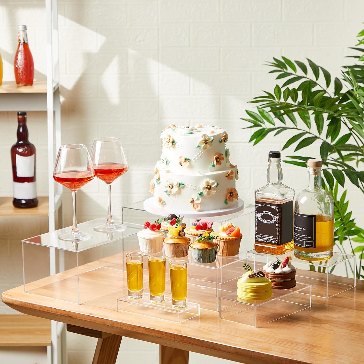 Wholesale OEM ODM Leinuosen 6 Pcs Food Risers for Buffet Table Large Buffet Risers Acrylic Display Box Acrylic Cube Display Stands for Dessert Catering Supplies(Clear,7''x3'',8''x4'',9''x5'',10''x6'',11''x7'',12''x8'') Factory & Supplier