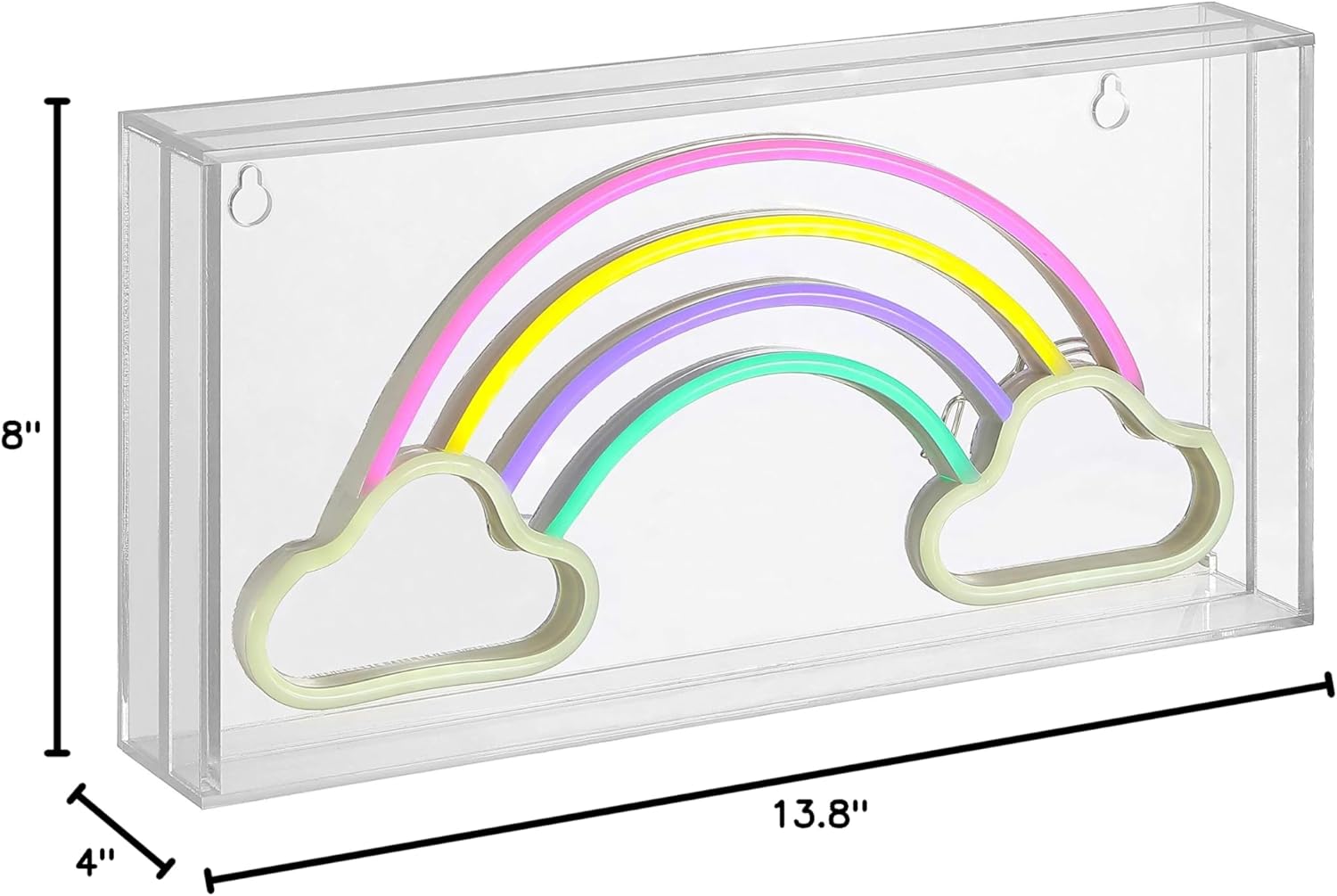 Private Label JONATHAN Y NEN1004A Rainbow 11.75" Contemporary Glam Acrylic Box USB Operated LED Neon Light, Multi-Colored Plug in Wall Light for Bedroom Wall Décor, Kids Bedroom, Party Supplier Ecommerce Ready Product