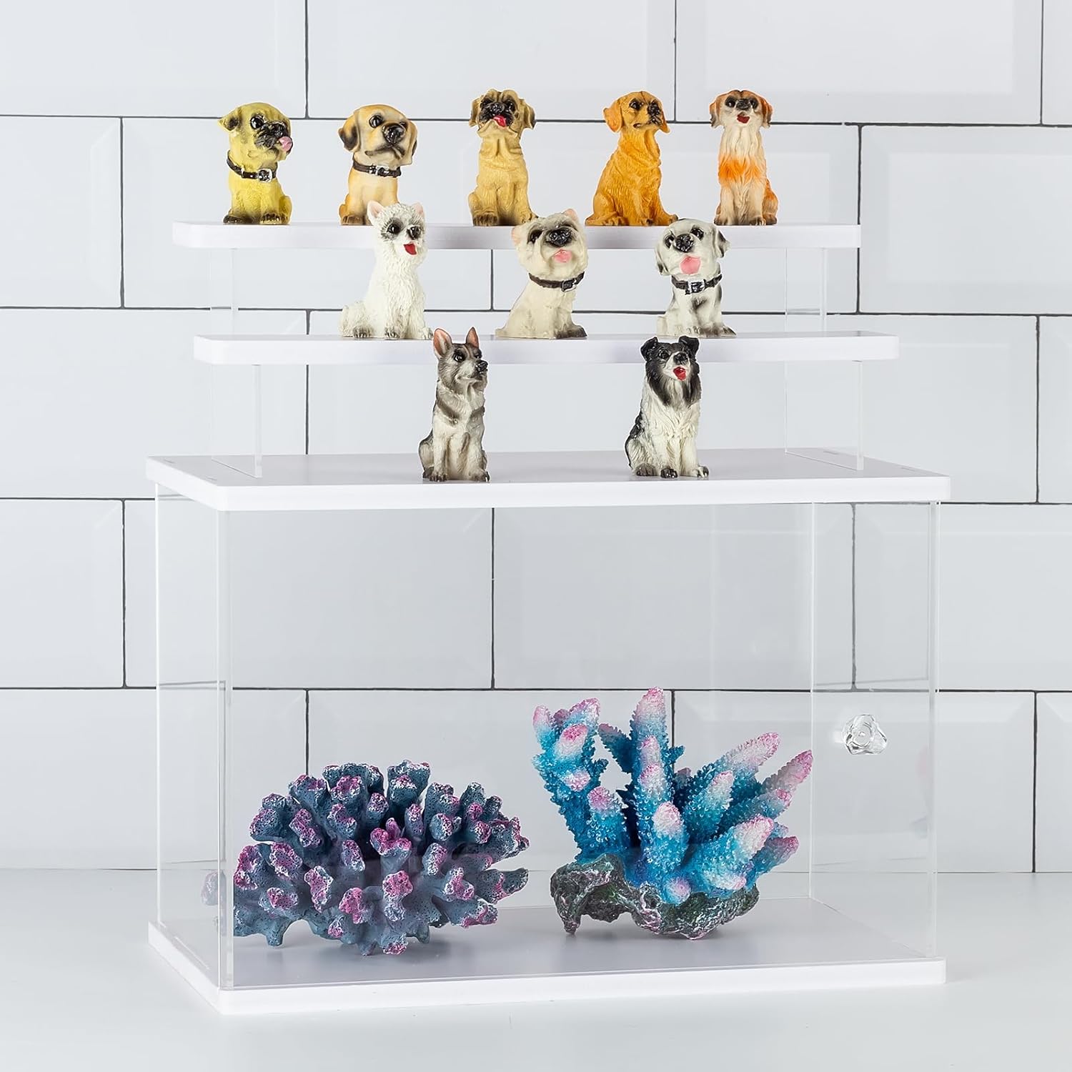 Wholesale OEM ODM Acrylic Display Case Clear Display Storage Box Countertop Cube for Collectibles, Action Figures, Miniature Figurines Dustproof Protection Storage & Organizing (White, 12.4x7x8.6in) Factory & Supplier